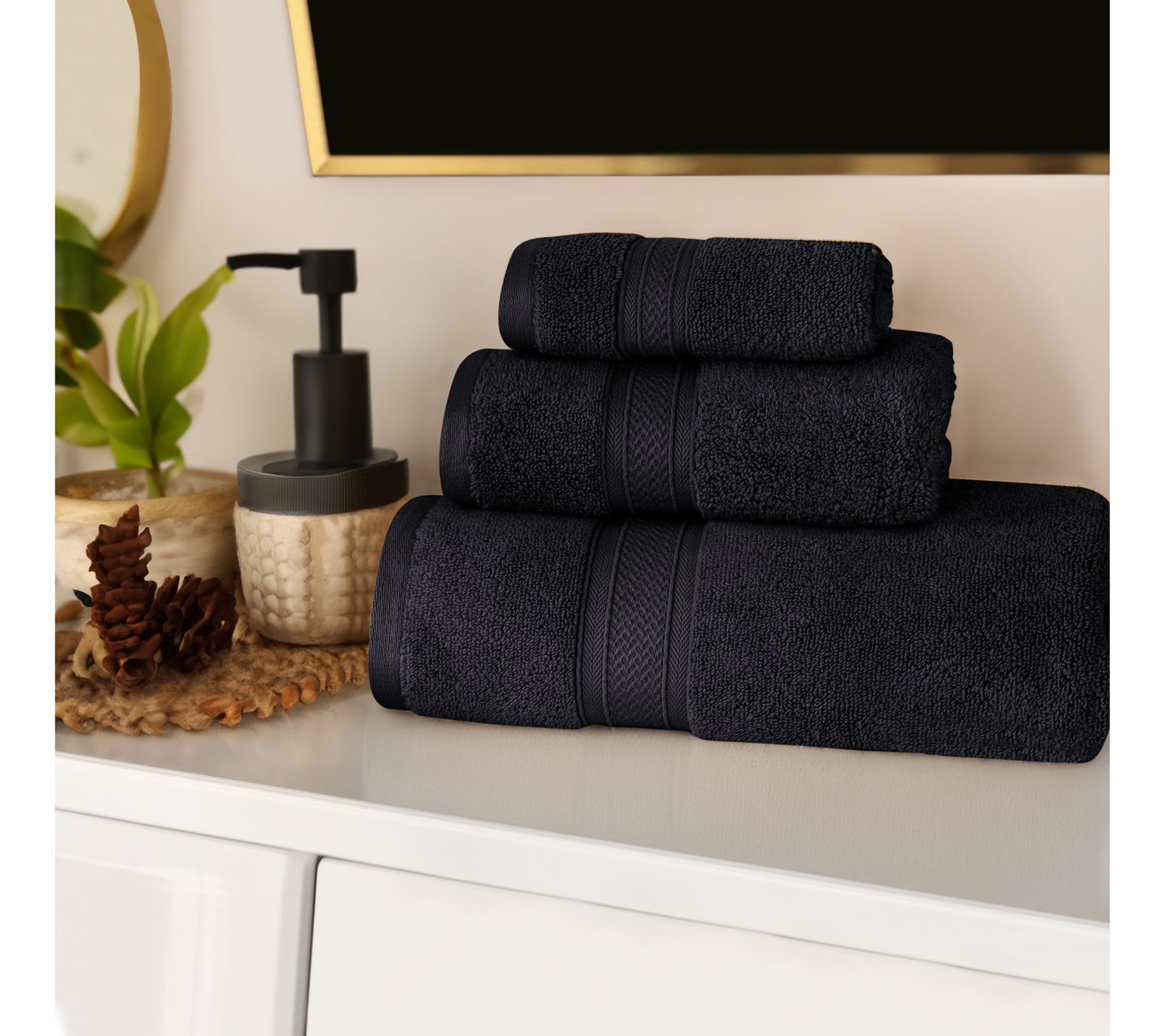 Superior Chevron Zero Twist Cotton Soft 3PC Solid Towel Set