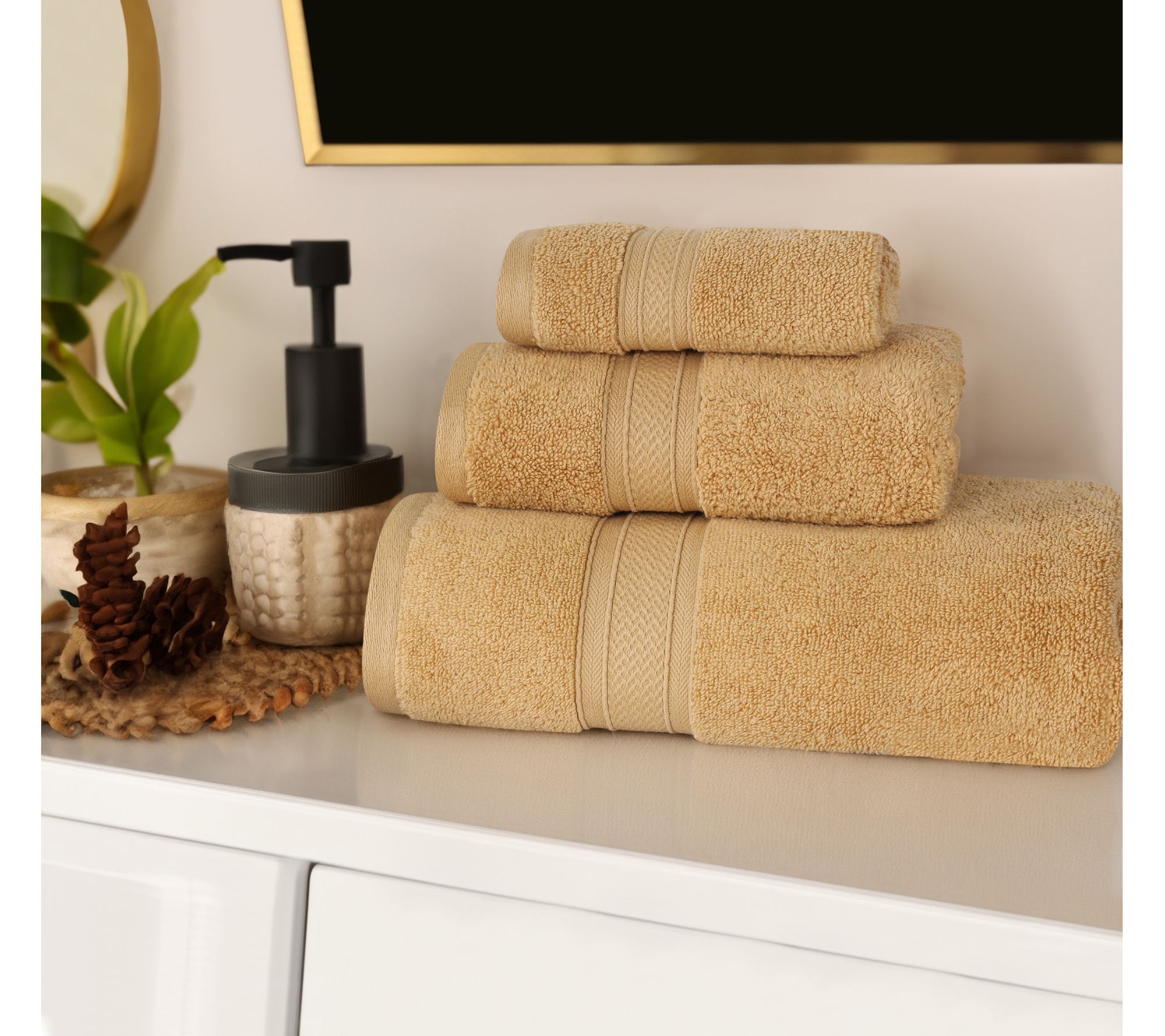 Superior Chevron Zero Twist Cotton Soft 3PC Solid Towel Set