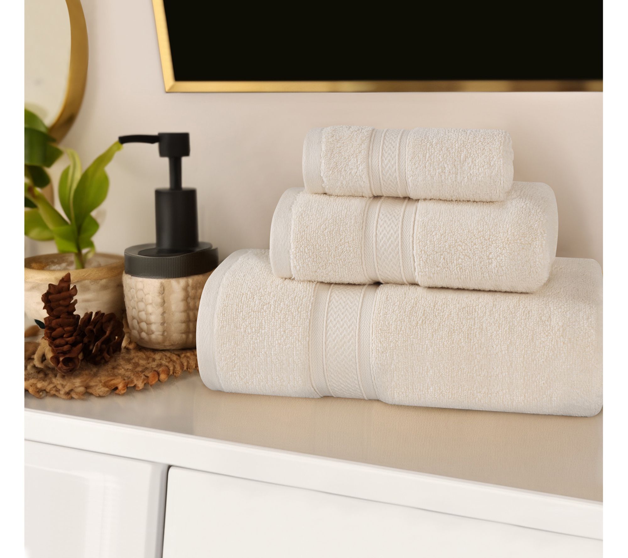 Superior Chevron Zero Twist Cotton Soft 3PC Solid Towel Set