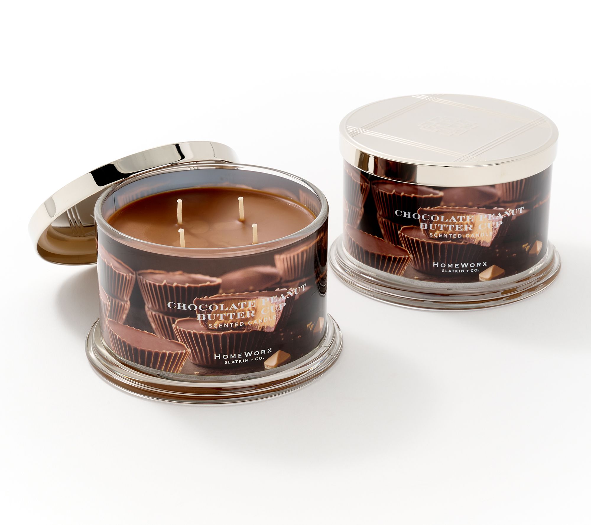 HomeWorx by Slatkin + Co. S/2 18oz Choc PeanutButter Candles