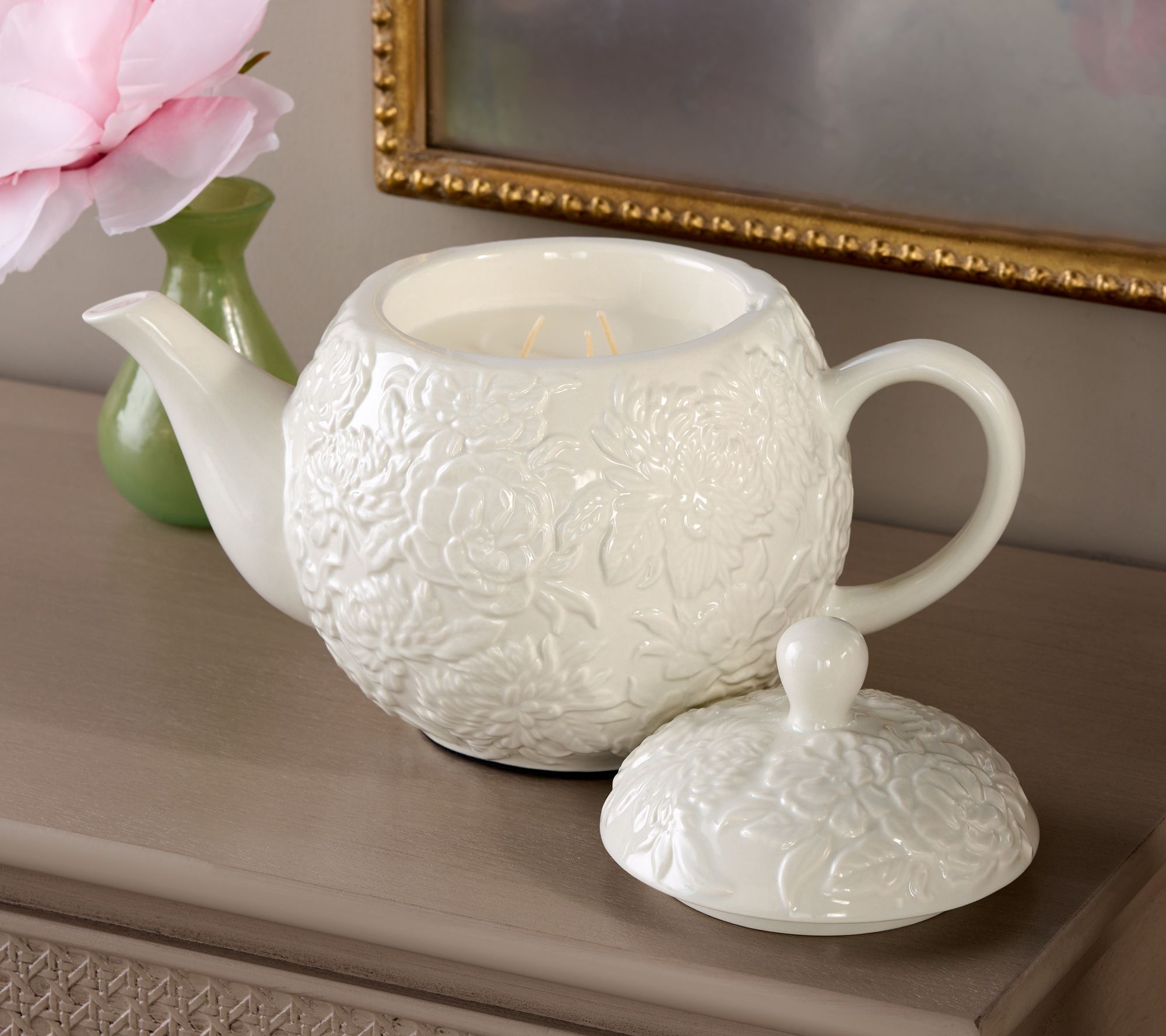 HomeWorx by Slatkin + Co. 14oz Ceramic Teapot Candle Jasmine Tea