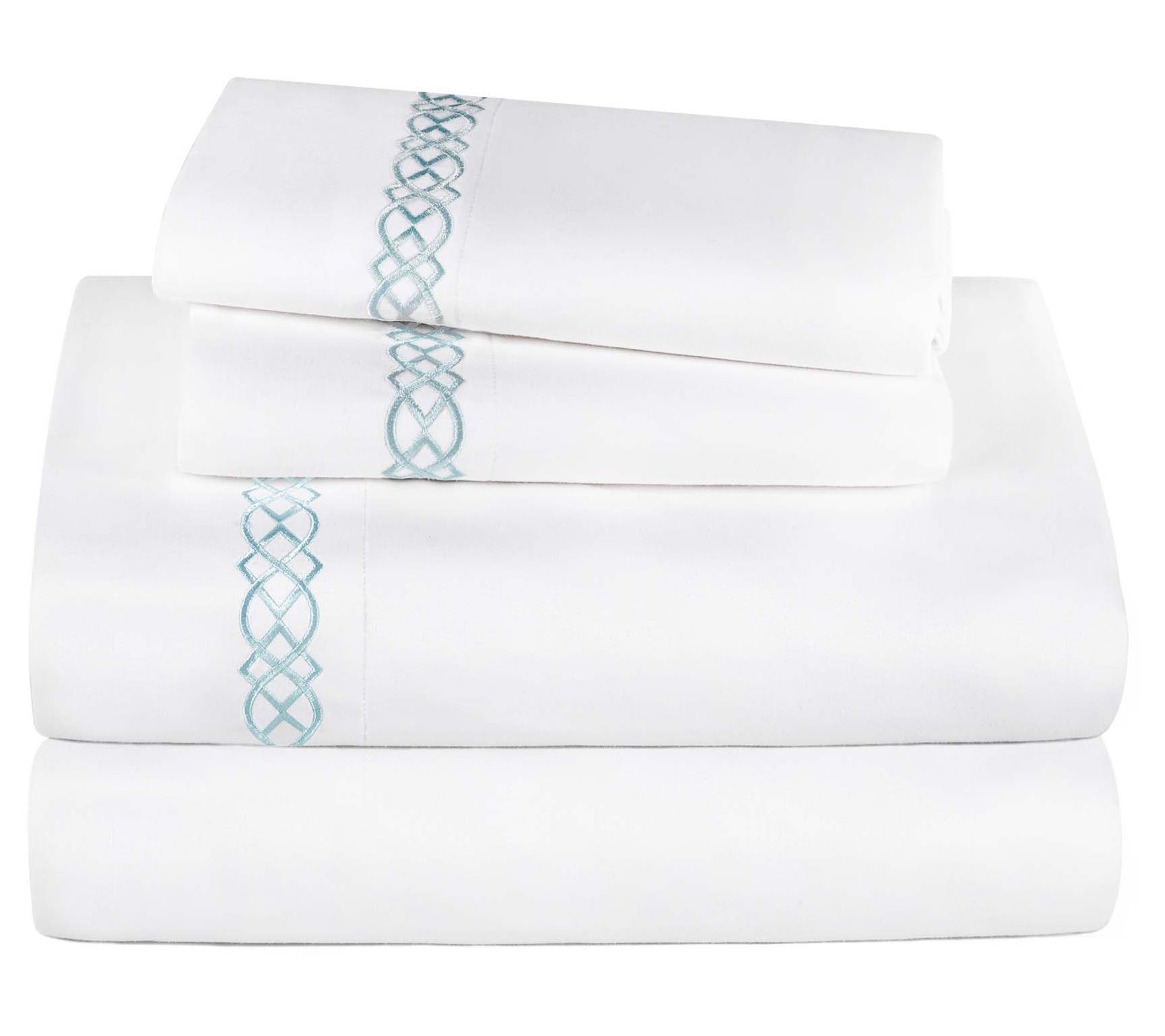 Superior Egyptian Cotton Embroidered Sheet Set,Queen