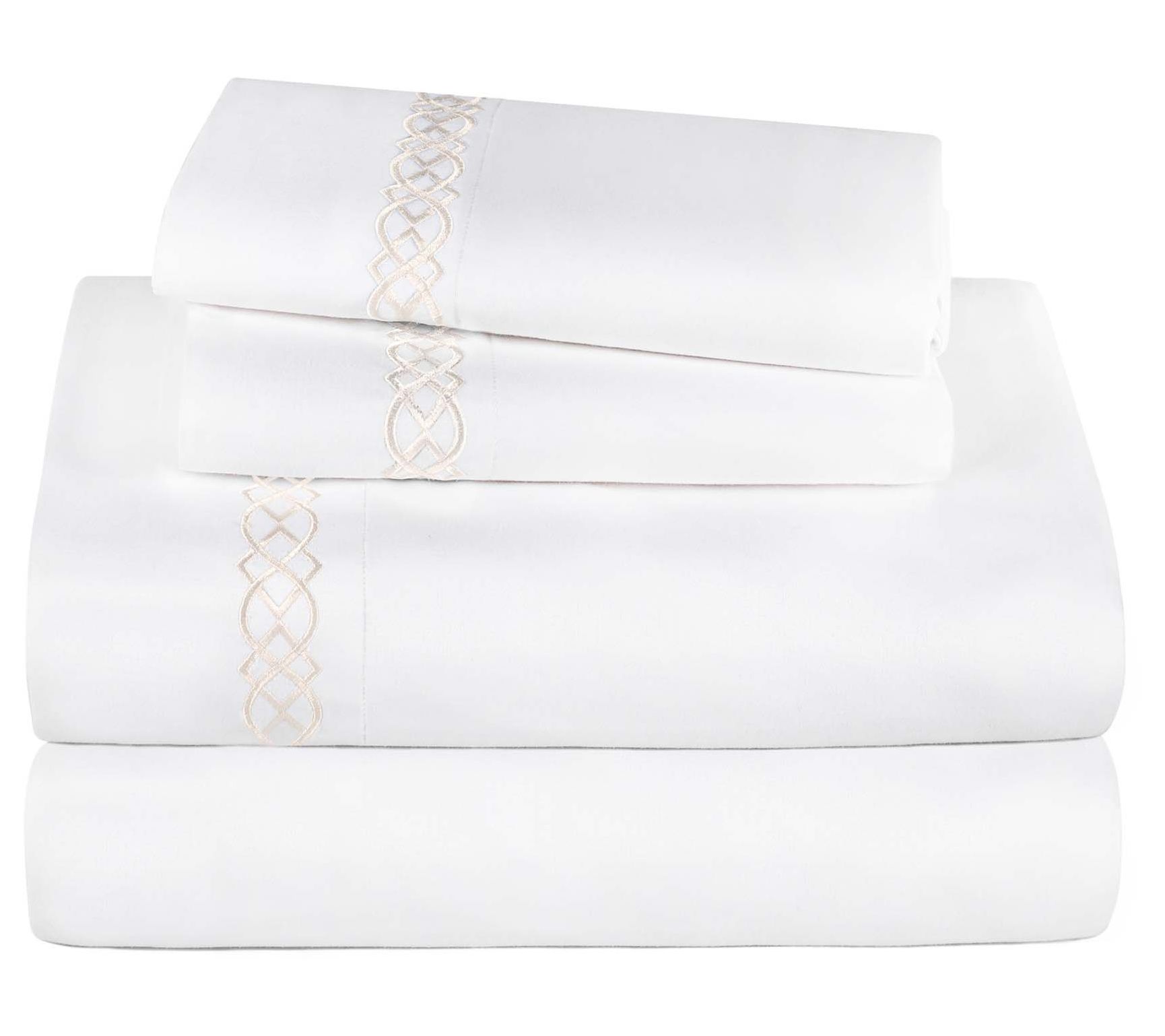 Superior Egyptian Cotton Embroidered Sheet Set,Queen