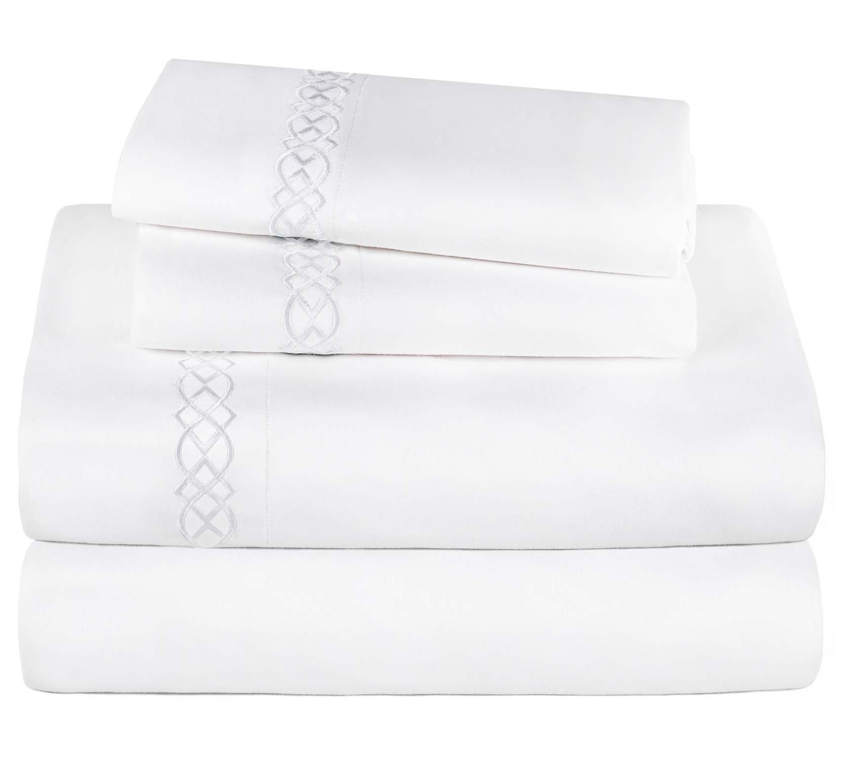 Superior Egyptian Cotton Embroidered Sheet Set,Queen