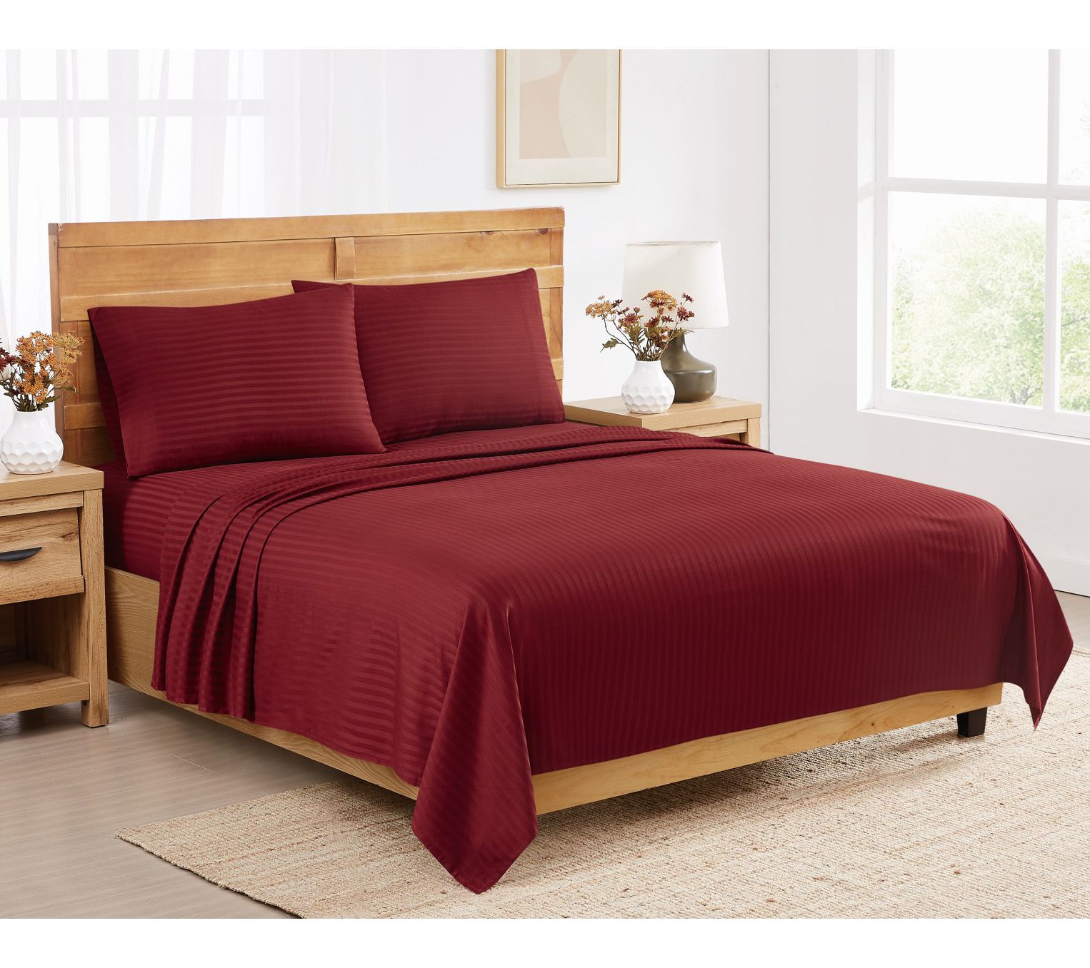 Royal Velvet Signature Dobby Stripe 4 Piece King Sheet Set