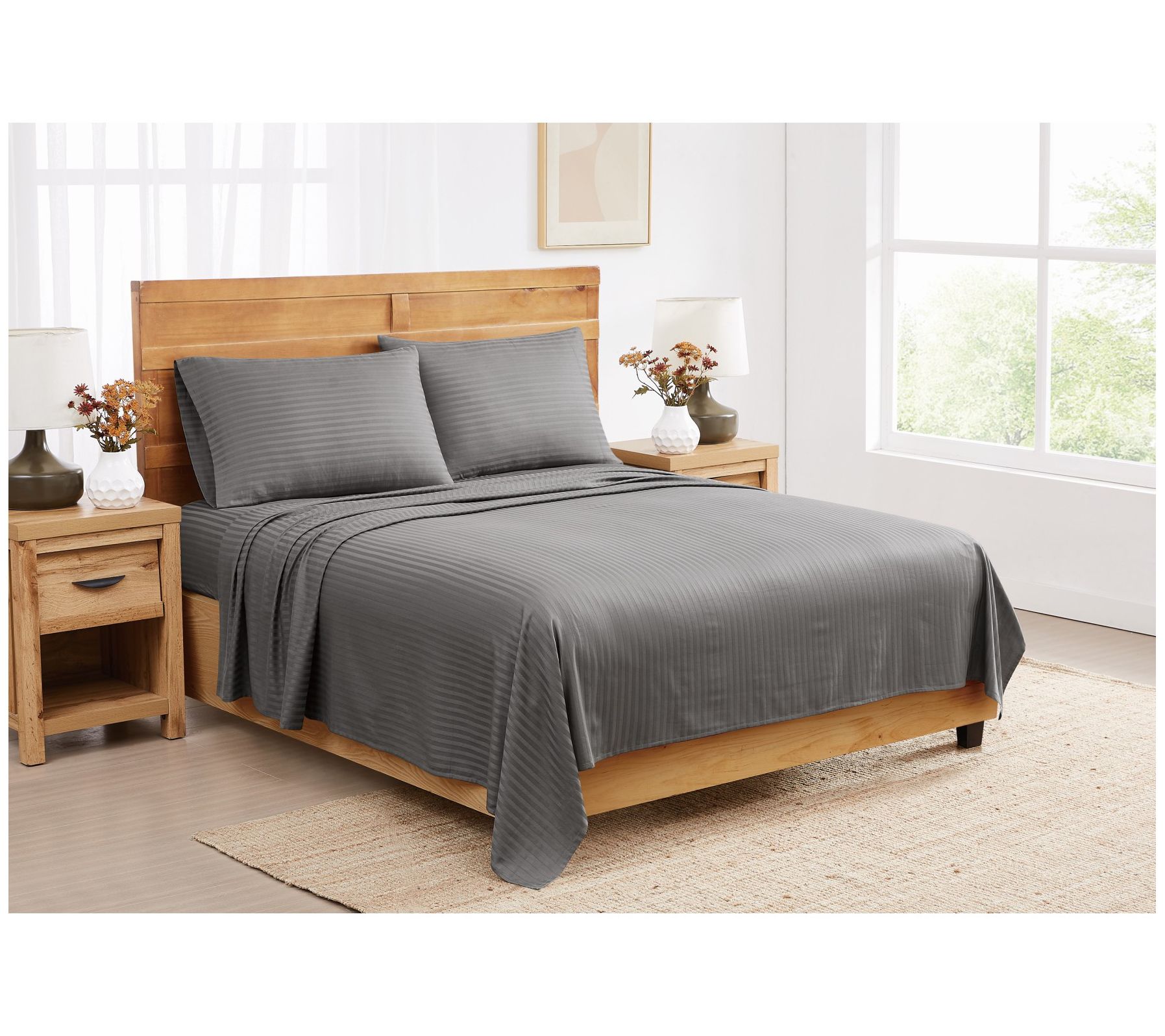 Royal Velvet Signature Dobby Stripe 4 Piece King Sheet Set