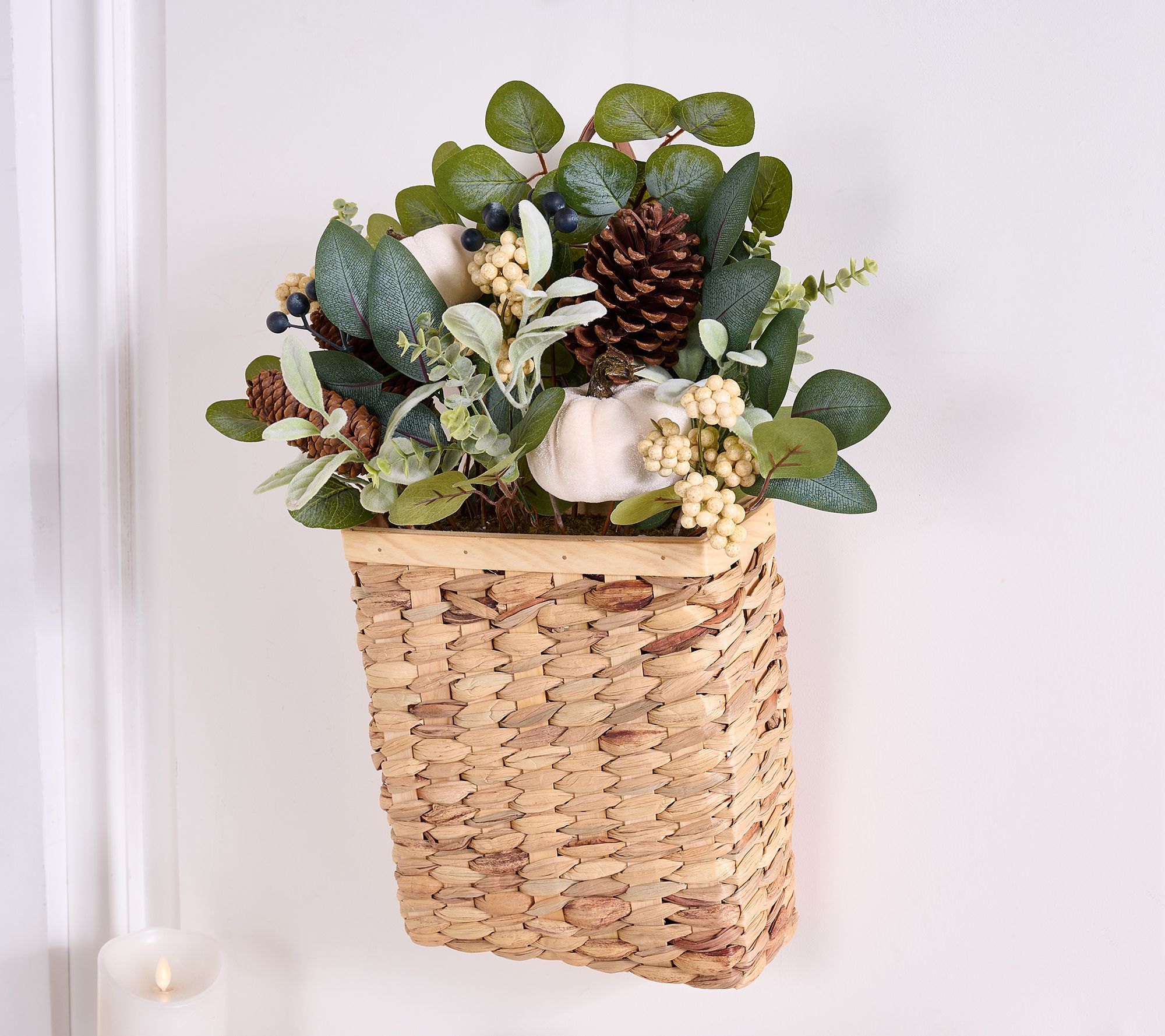 Home Reflections 22" Autumn Pumpkin & Leaf Hanging Basket