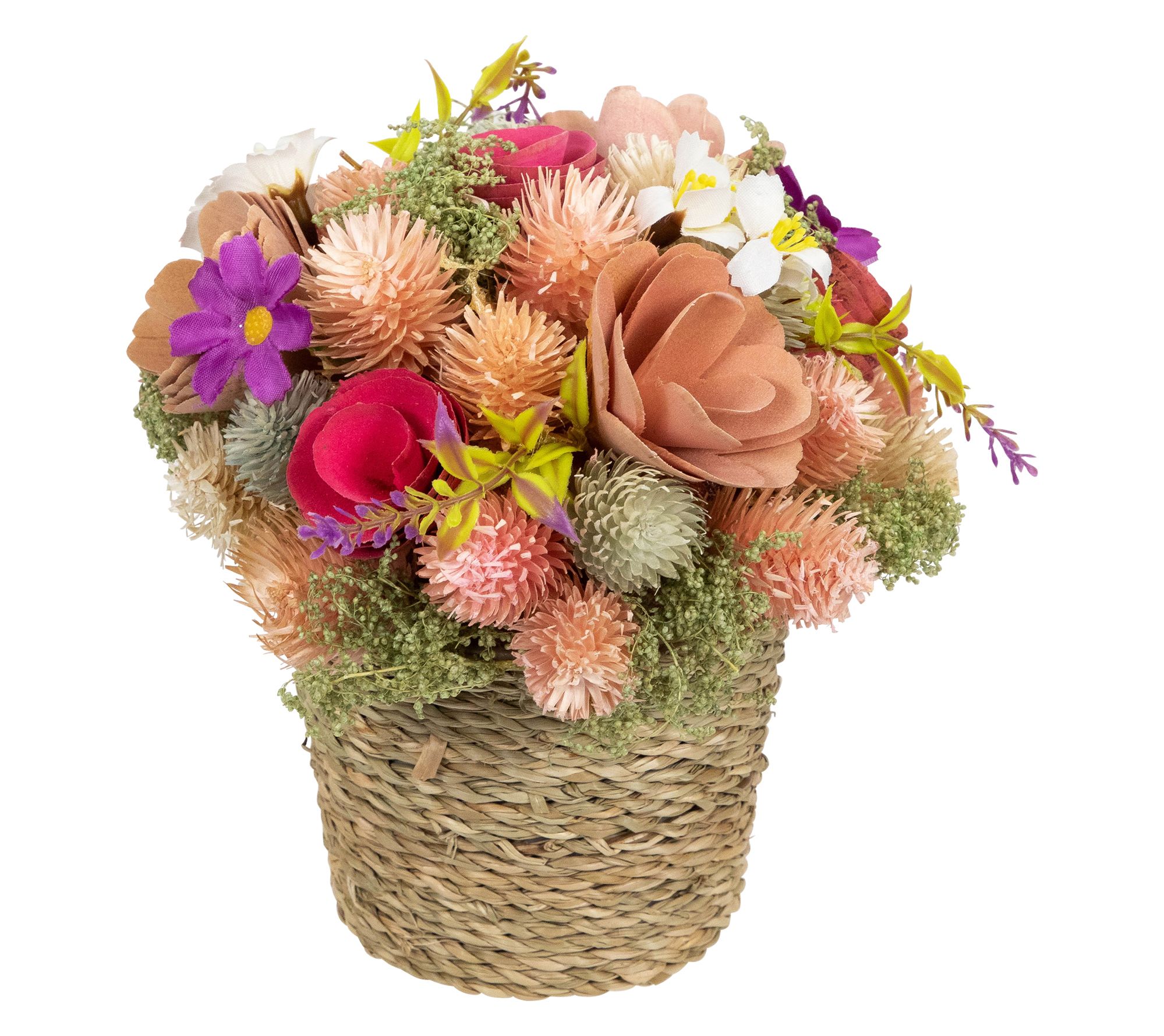 Northlight Wooden Mixed Floral Spring Arrangement with Pot