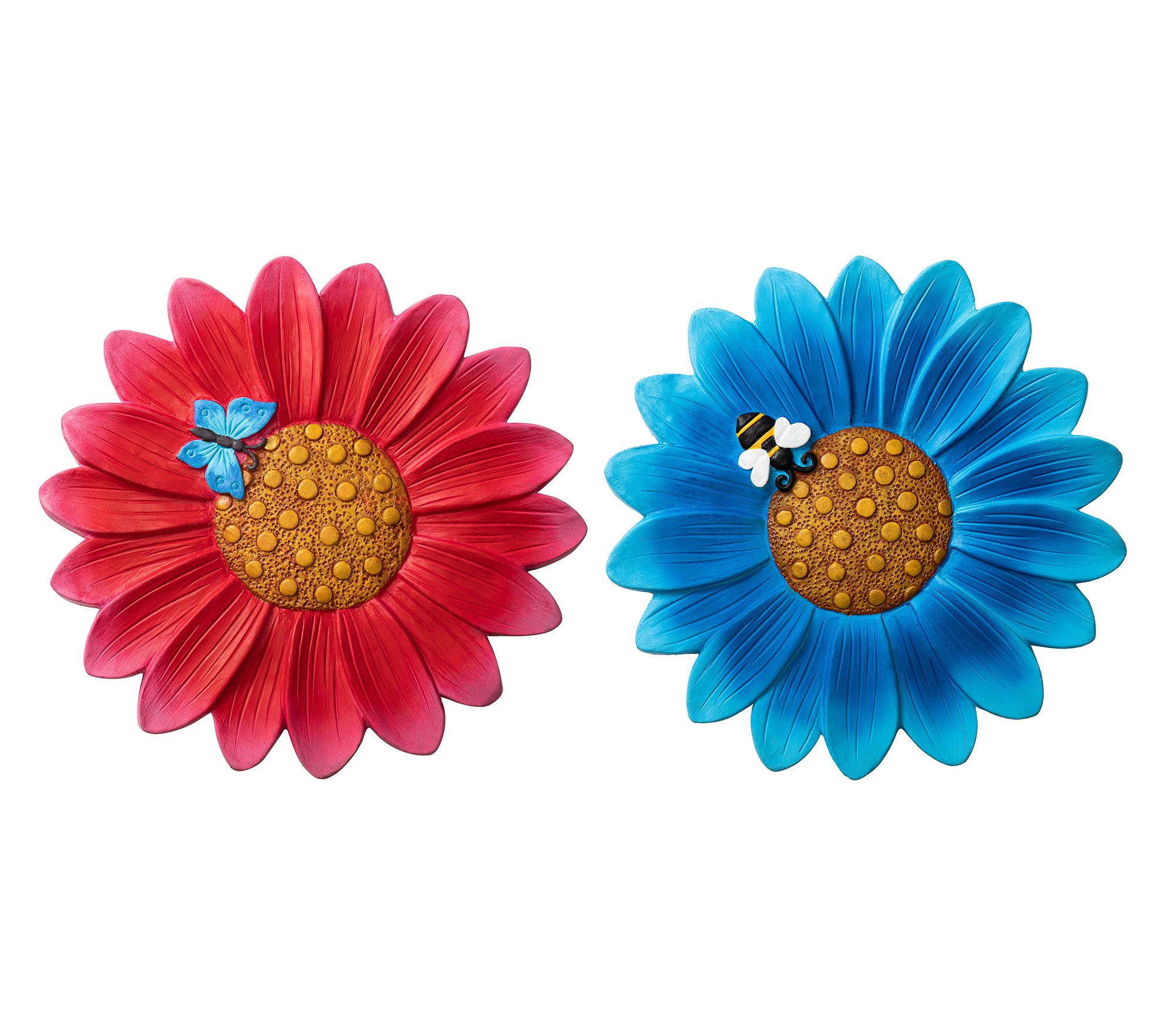 Glitzhome 10" Cement Flower and Textured Stepping Stones S/2