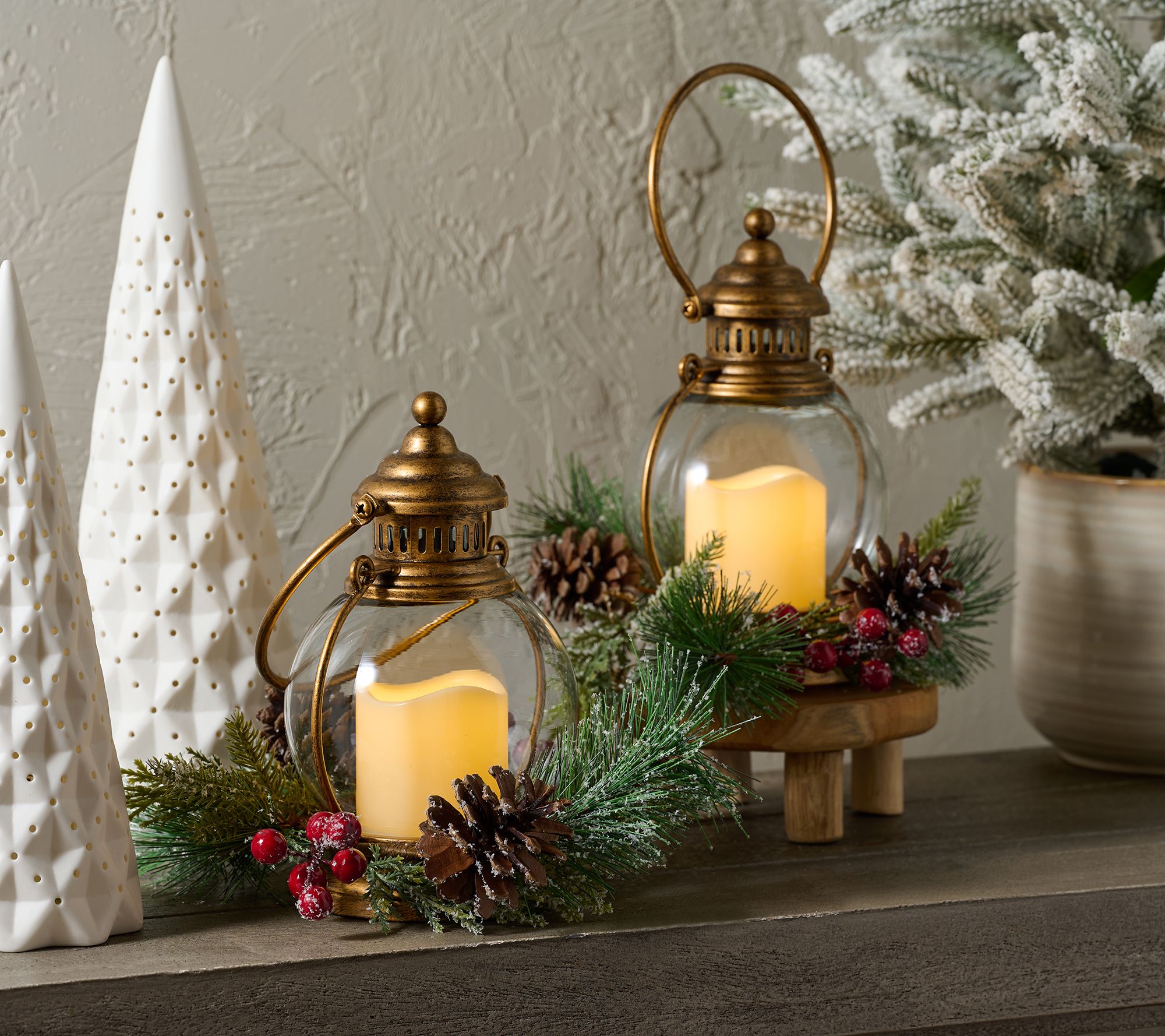 "As Is" Home Reflections Indoor/Outdoor S/2 8" Hanging Lanterns