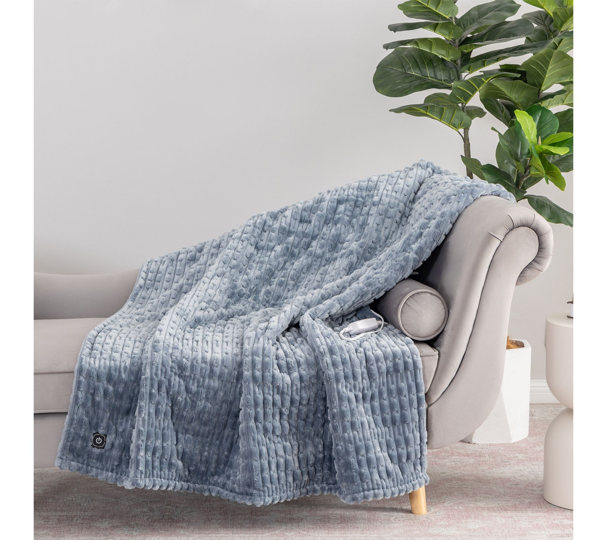 Berkshire Textured Velvetsoft & Sherpa Heated 50x60 Throw
