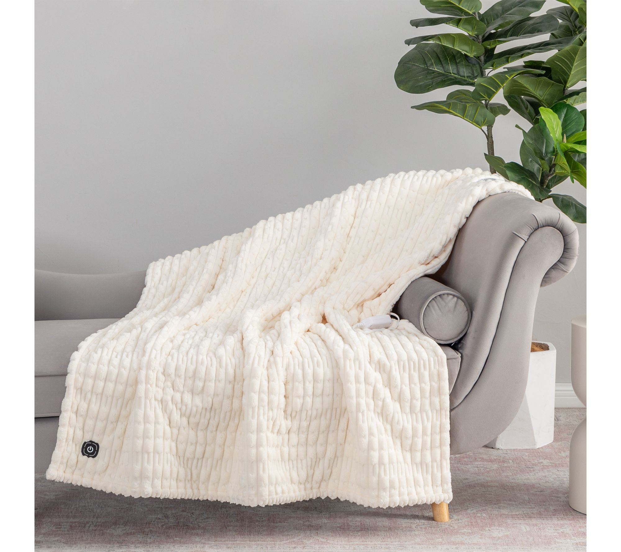 Berkshire Textured Velvetsoft & Sherpa Heated 50x60 Throw