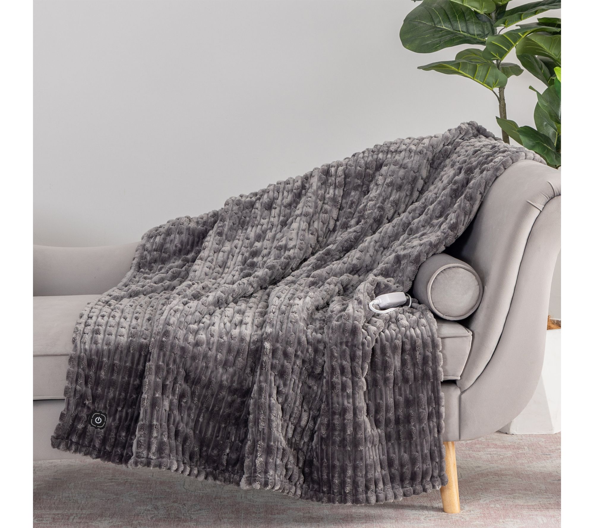 Berkshire Textured Velvetsoft & Sherpa Heated 50x60 Throw