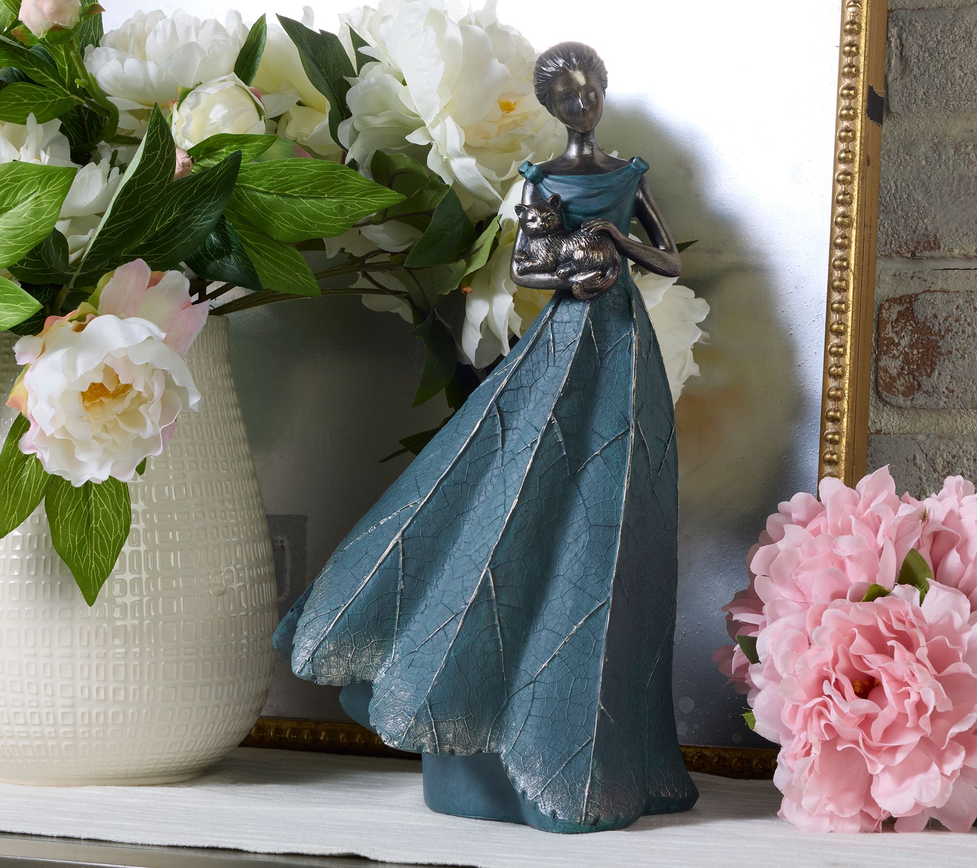 Indoor/Outdoor Garden maiden with Kitten by Valerie - QVC.com