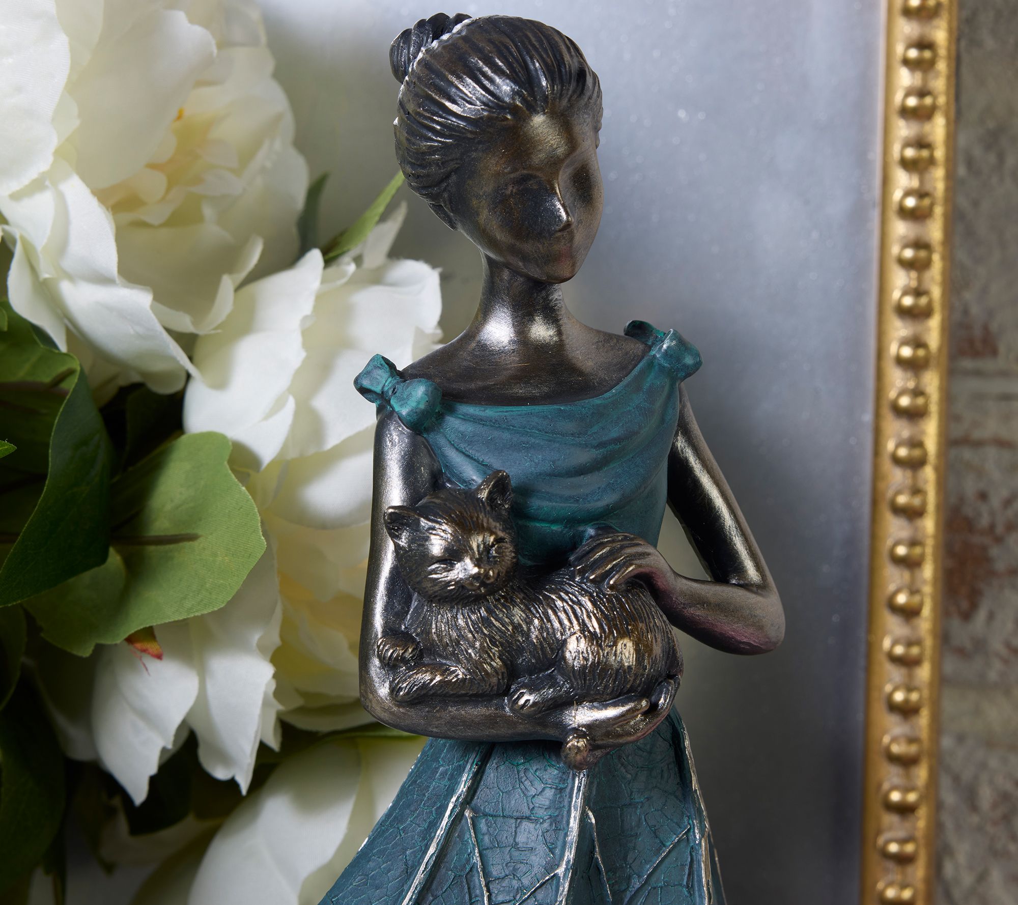 Indoor/Outdoor Garden maiden with Kitten by Valerie - QVC.com