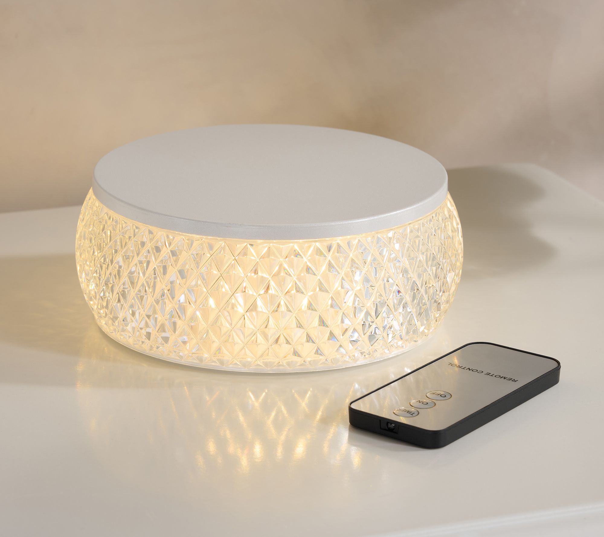 6" Illuminated Indoor/Outdoor Faceted Riser with Remote by Kim Gravel