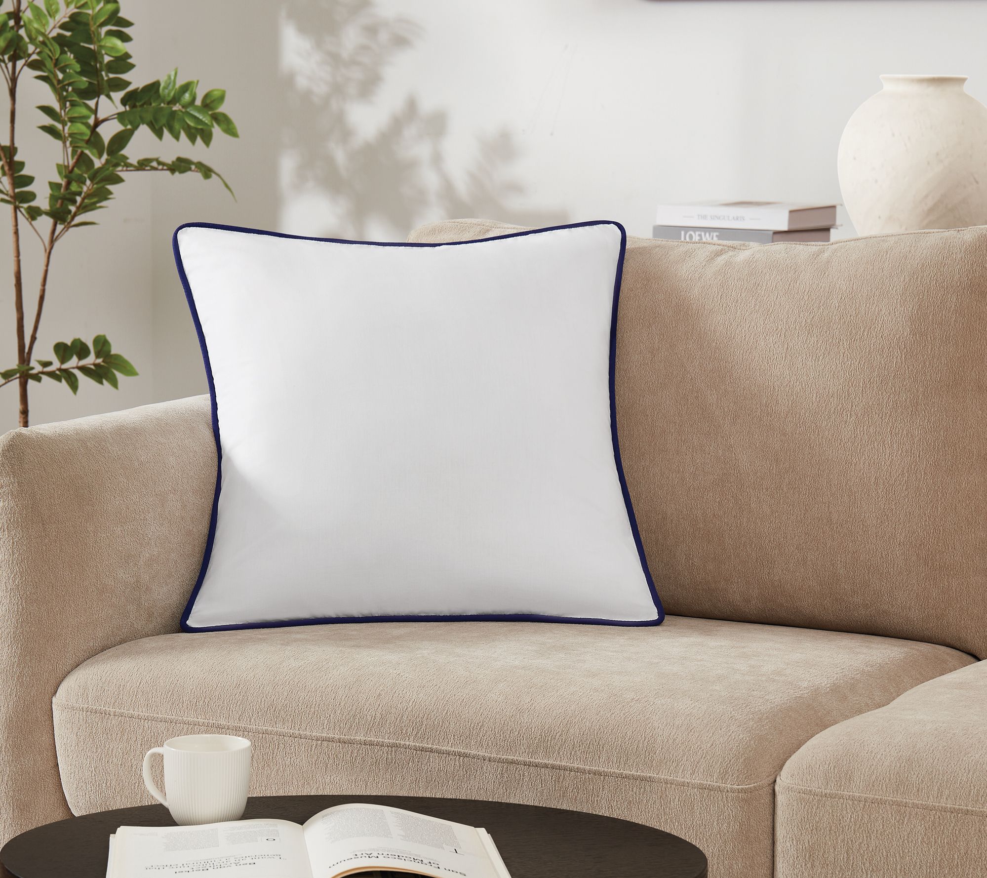 Brooklyn Loom Solid Contrast Piped 20x20 Decorative Pillow