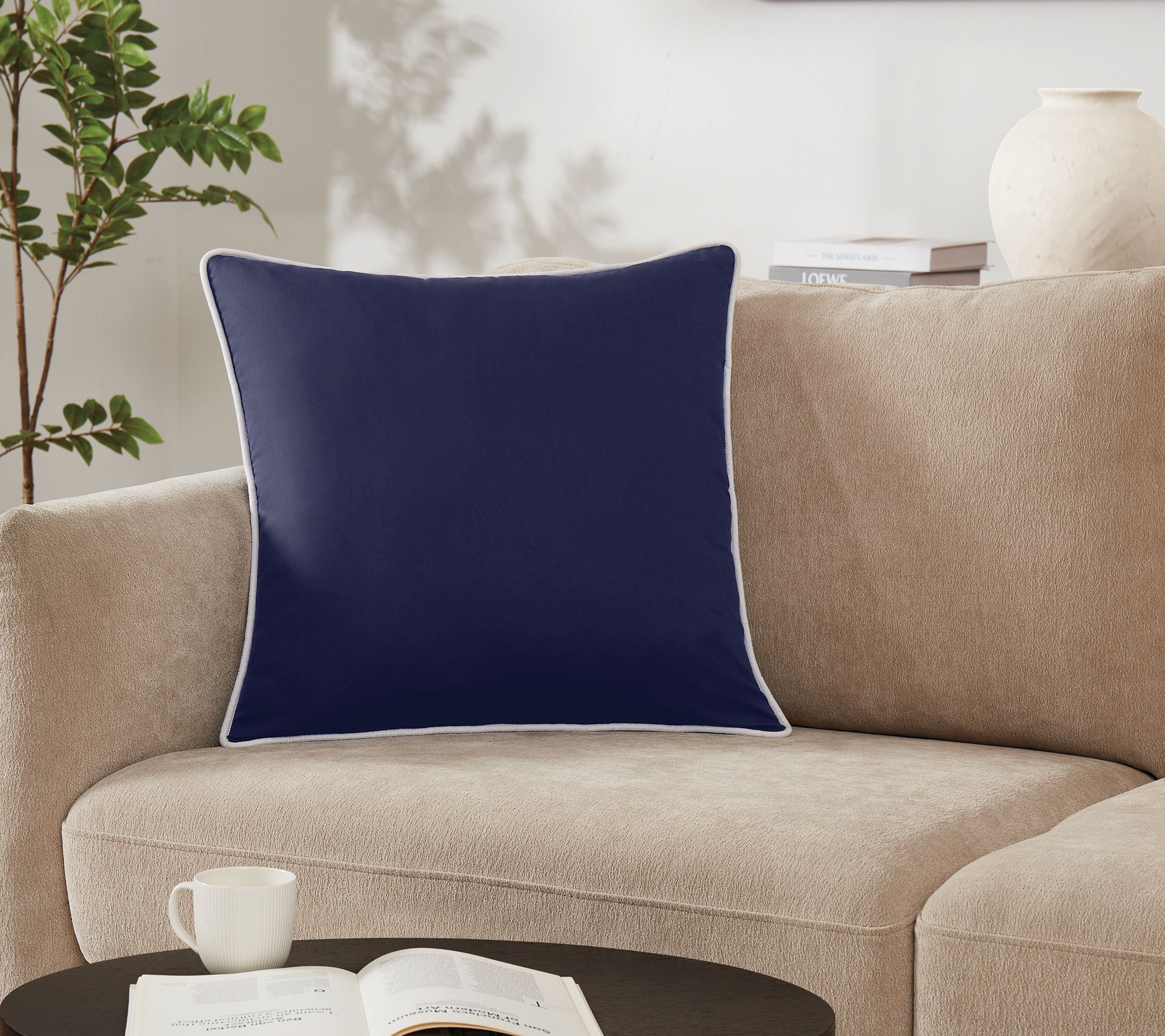 Brooklyn Loom Solid Contrast Piped 20x20 Decorative Pillow