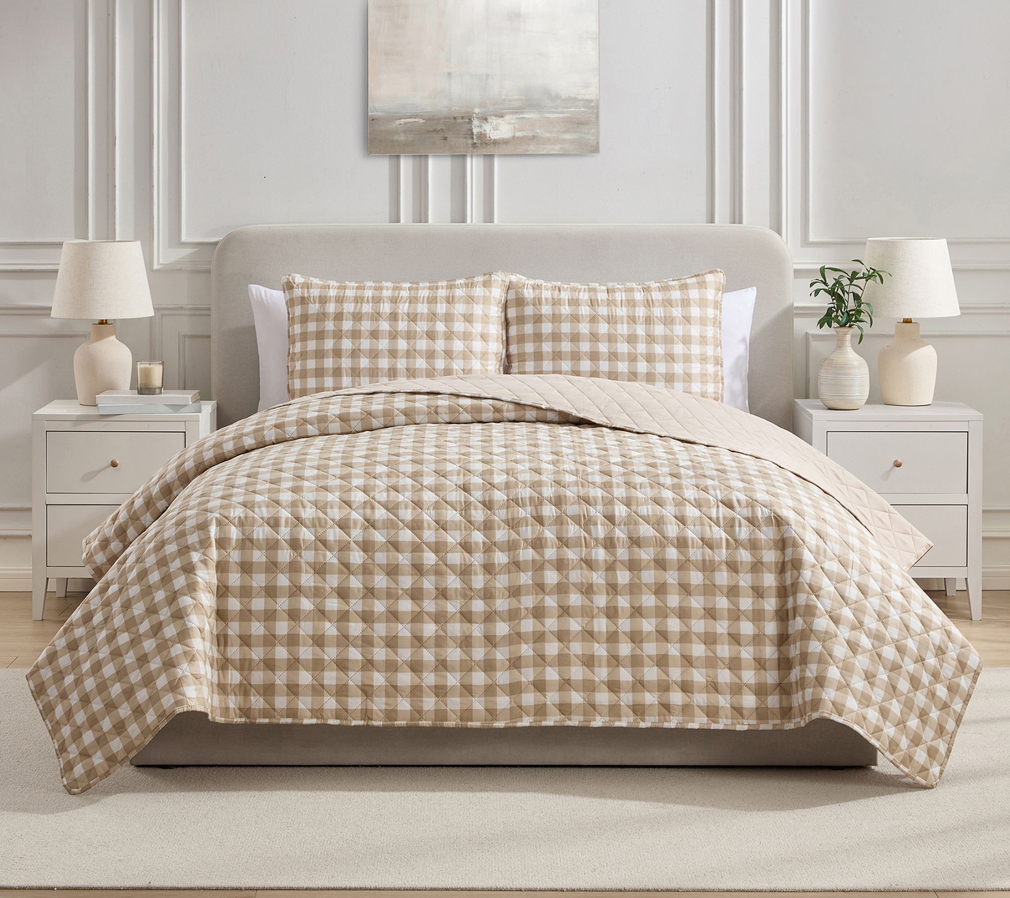 VCNY Home Gingham Microfiber Quilt Set, King