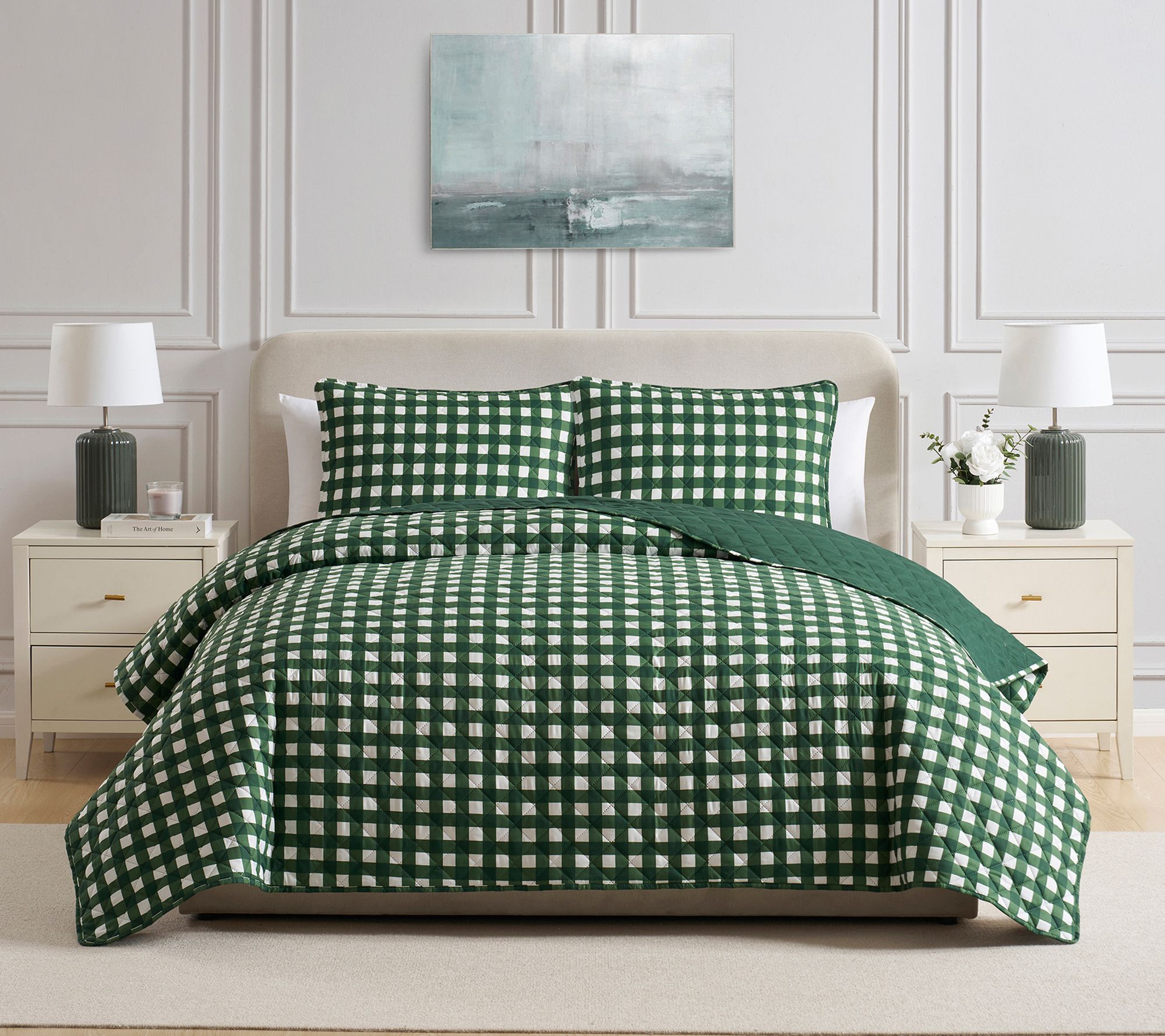 VCNY Home Gingham Microfiber Quilt Set, King