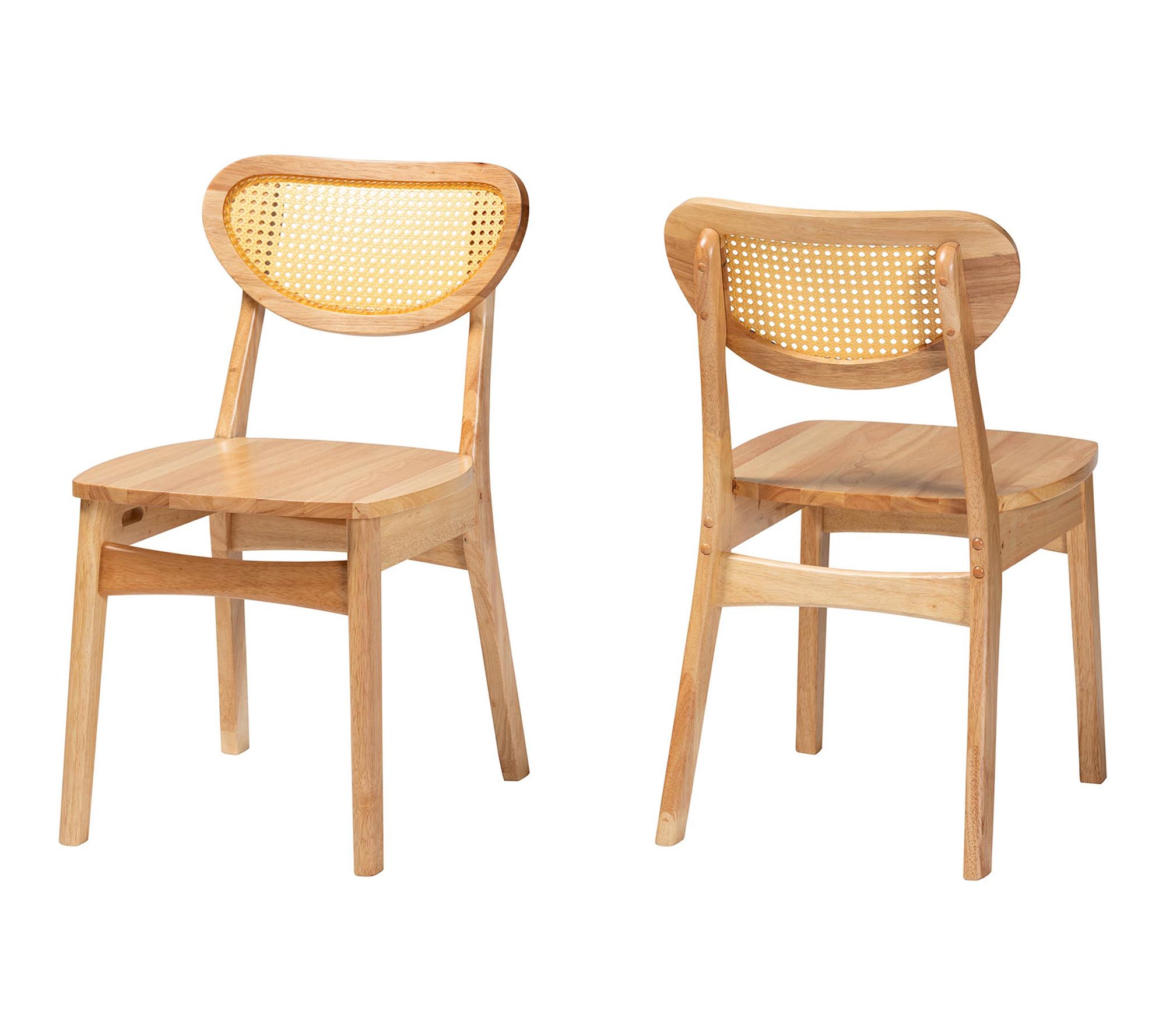 Baxton Studio Nenet Wood and Rattan Dining Chair Set of 2