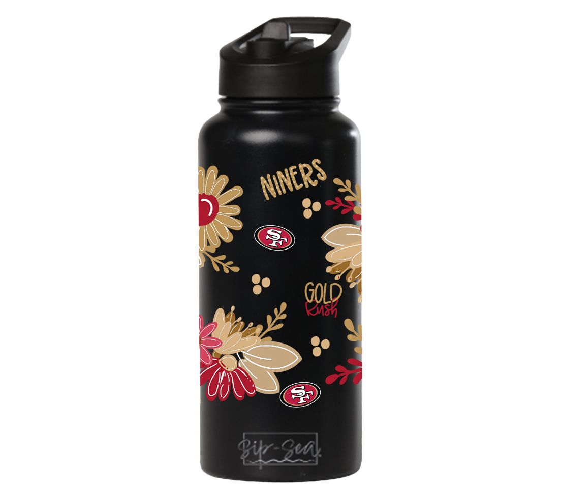 Memory Company 34oz NFL Black Quencher Water Bottle Flowers