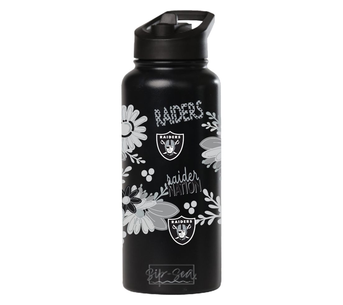Memory Company 34oz NFL Black Quencher Water Bottle Flowers