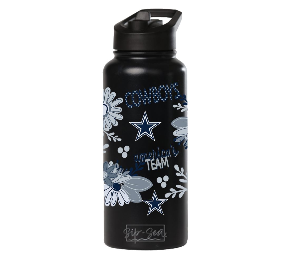 Memory Company 34oz NFL Black Quencher Water Bottle Flowers
