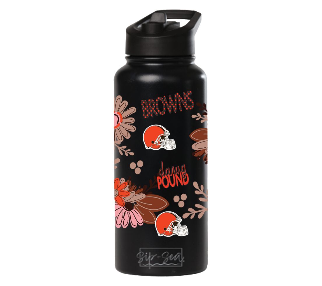 Memory Company 34oz NFL Black Quencher Water Bottle Flowers