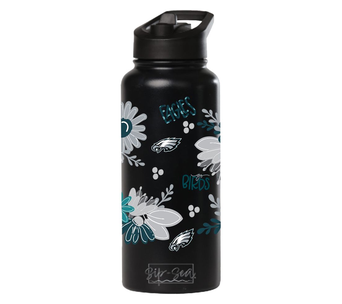 Memory Company 34oz NFL Black Quencher Water Bottle Flowers