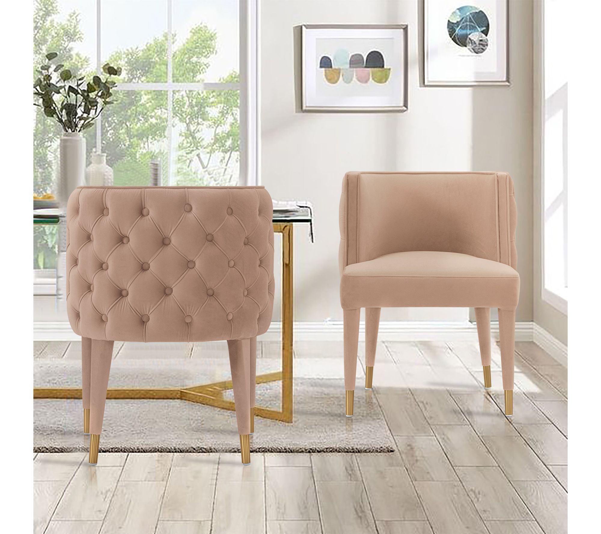 Manhattan Comfort Maya Velvet Dining Chair - Set of 2 - QVC.com