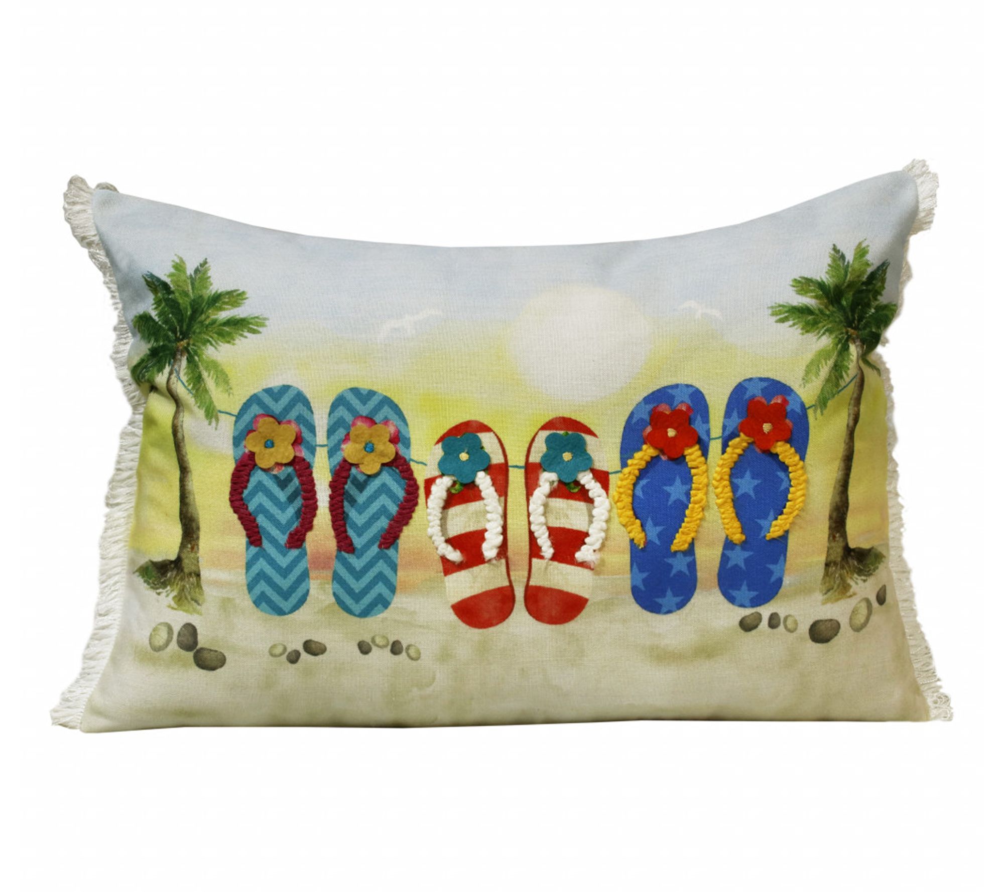 HomeRoots 14" X 20" Green Blue And Ivory LumbarThrow Pillow