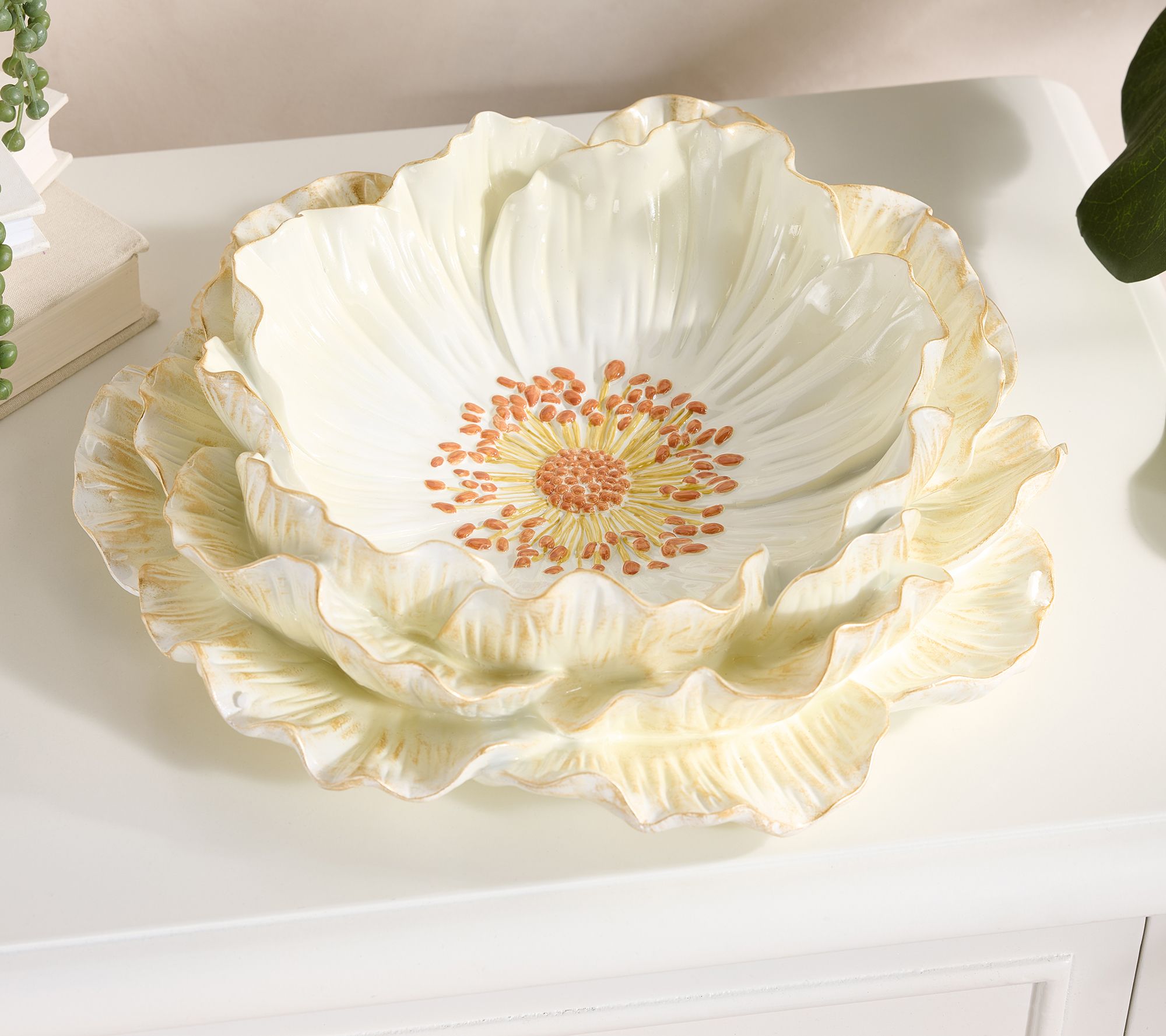 "As Is" 12" Decorative Floral Figural Dish by Kim Gravel