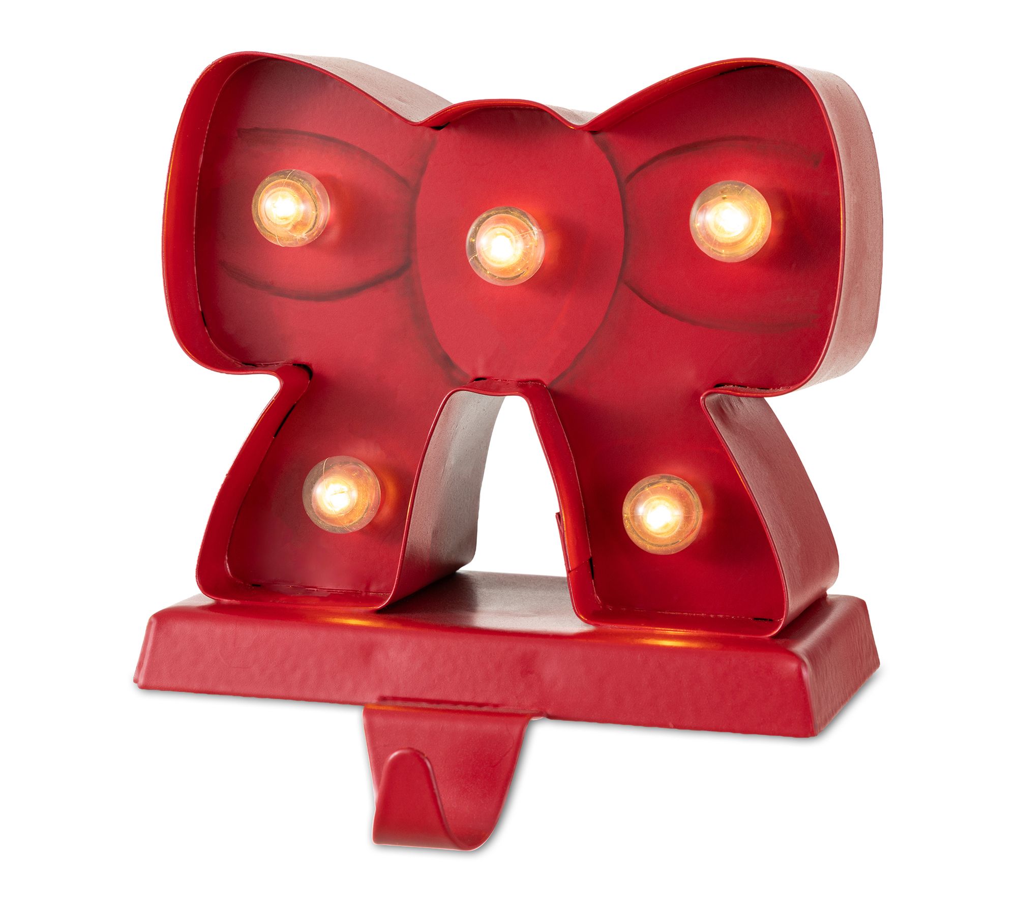 Glitzhome 5.25"H Marquee LED Bow Christmas Stocking Holder