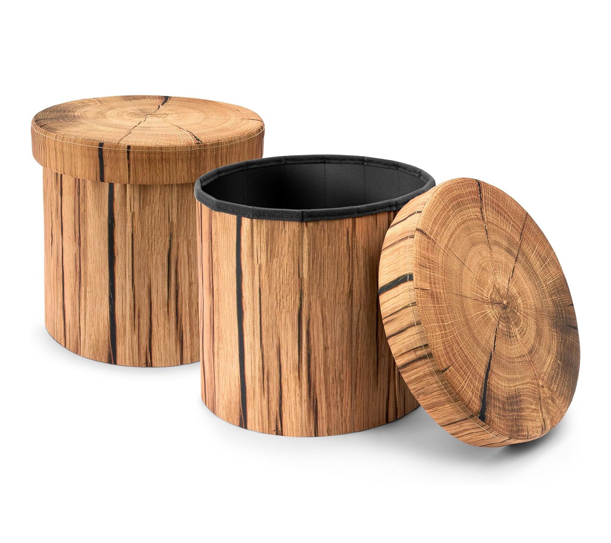 Sorbus 15" Faux Tree Stump Storage Ottoman - 2 PK
