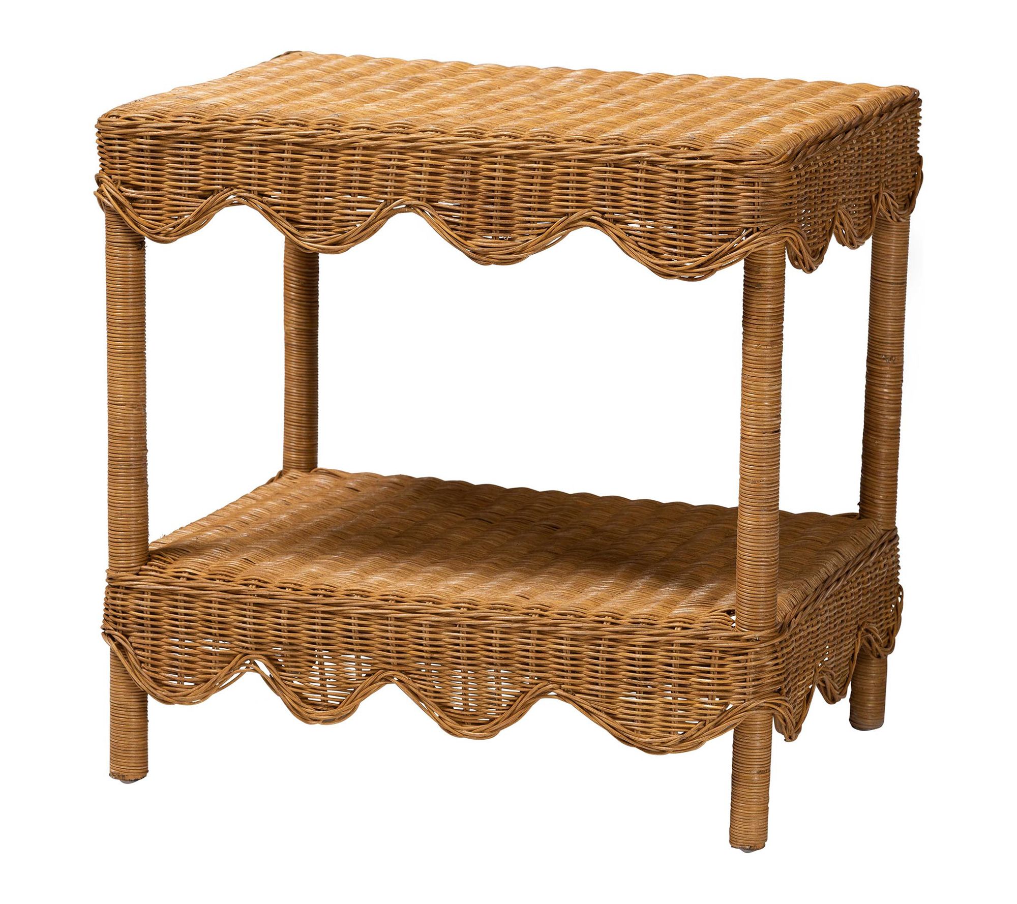 bali & pari Oteria Light Honey Scalloped Rattan Side Table