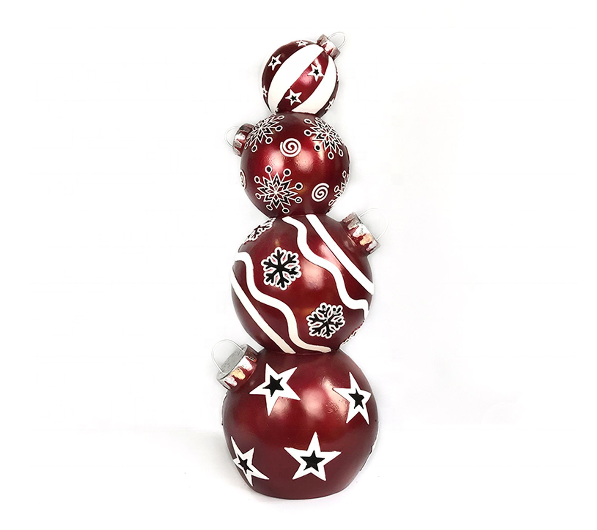 34.6" LED Lighted Stacked Red Christmas Ball Ornament Decor