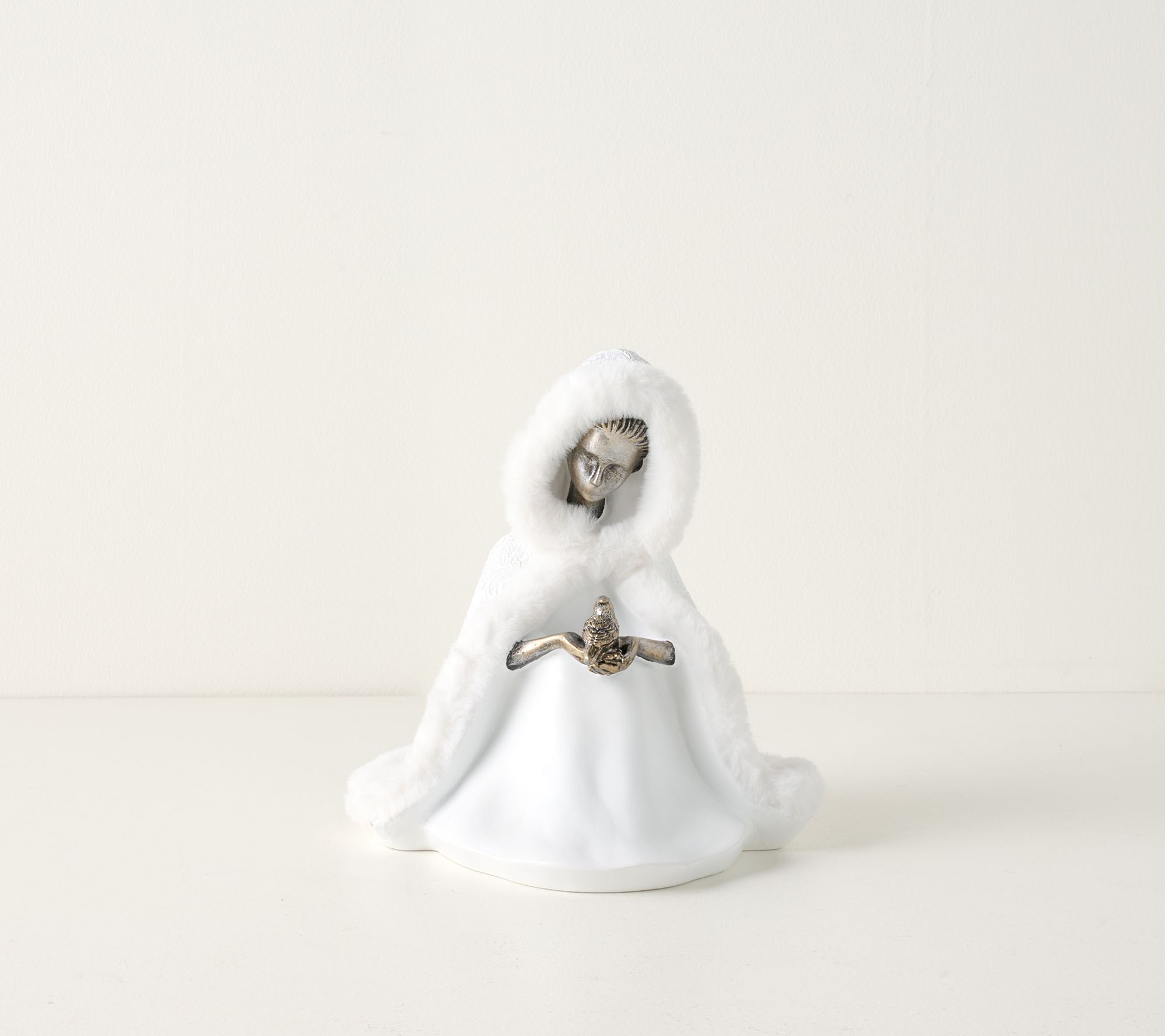 "As Is" Sitting Holiday Maiden w/Faux Fur Trim Cloak - Valerie