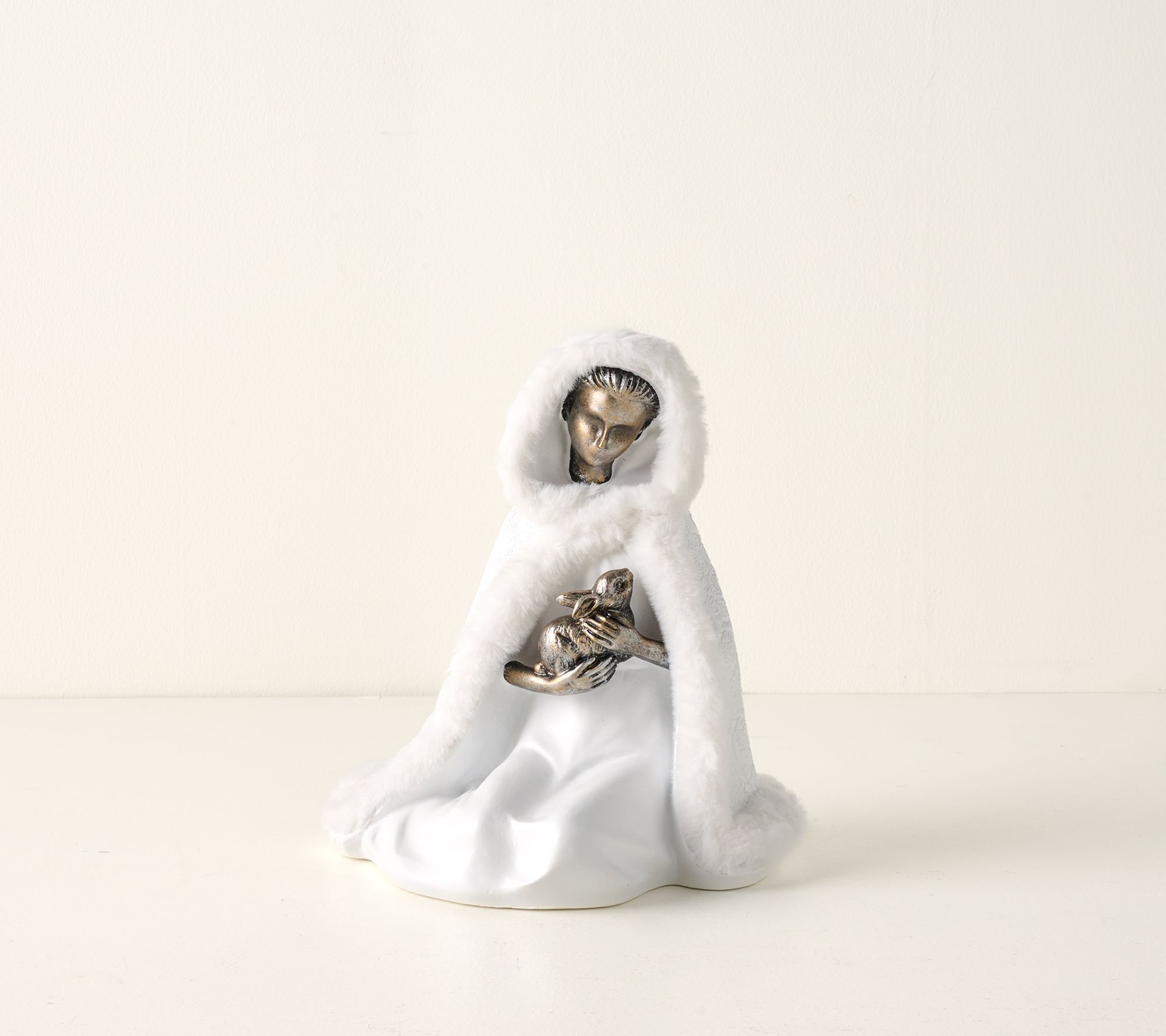 "As Is" Sitting Holiday Maiden w/Faux Fur Trim Cloak - Valerie