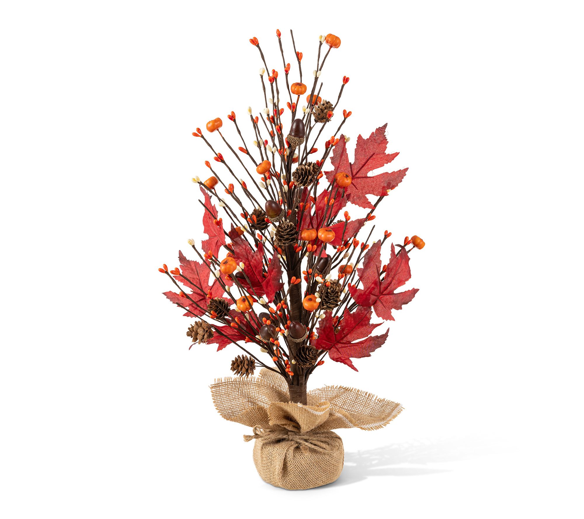 Glitzhome 21"H Fall Burgundy Leaves Table Tree
