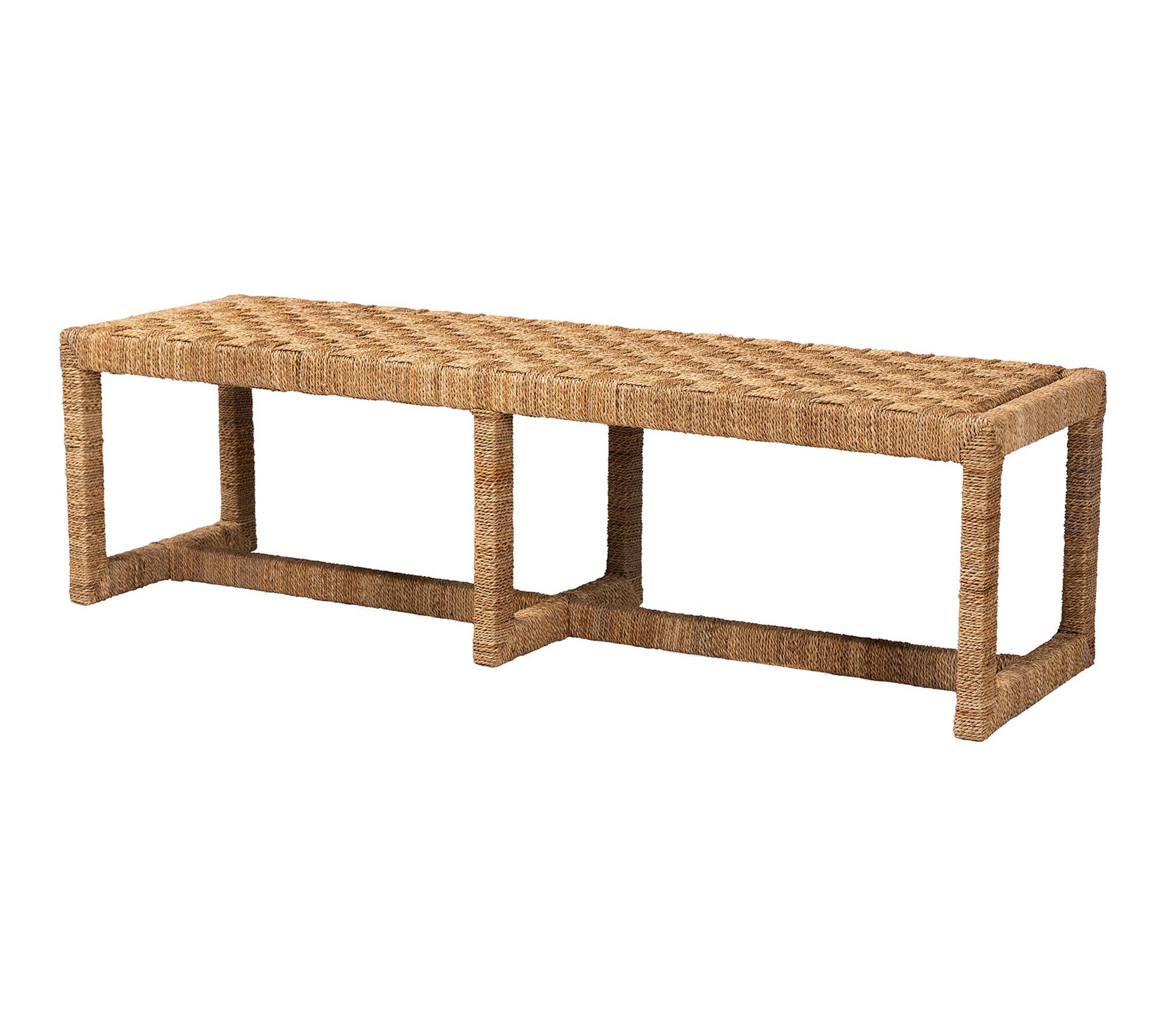 bali & pari Cipally Seagrass and Mahogany Wood Accent Bench