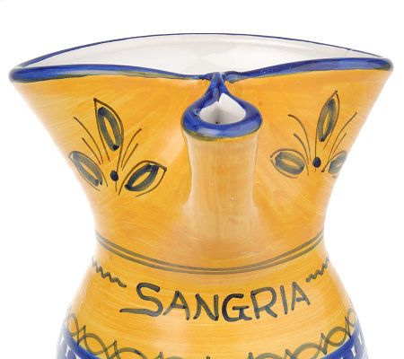  Ceramic Sangria Pitcher from Spain. Fiesta Yellow Pattern :  Home & Kitchen