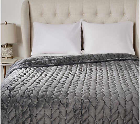 Berkshire Blanket Boho Braid Quilted Suedemink Twin Coverlet - QVC.com