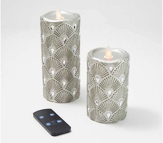 Inspire Me! Home Decor S/2 Flameless 5"&7" Bejeweled Candles