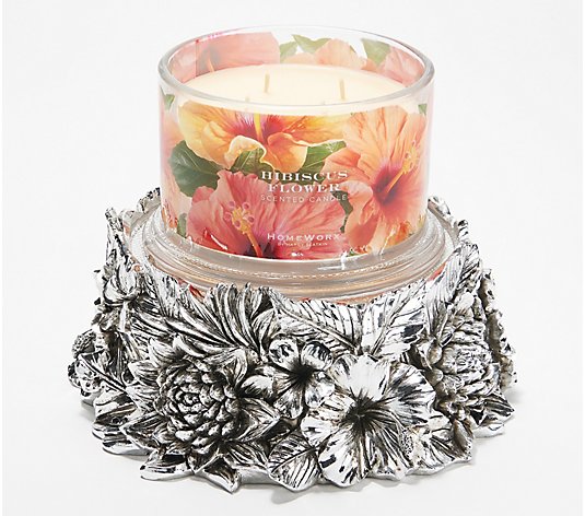 HomeWorx by Harry Slatkin Tropical Flower Pedestal & 18-oz Candle