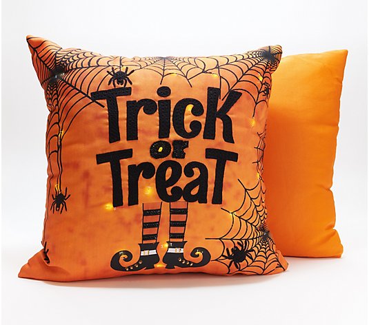 Home Reflections 18" Halloween & Harvest Pillows 1 LED, 1 Solid