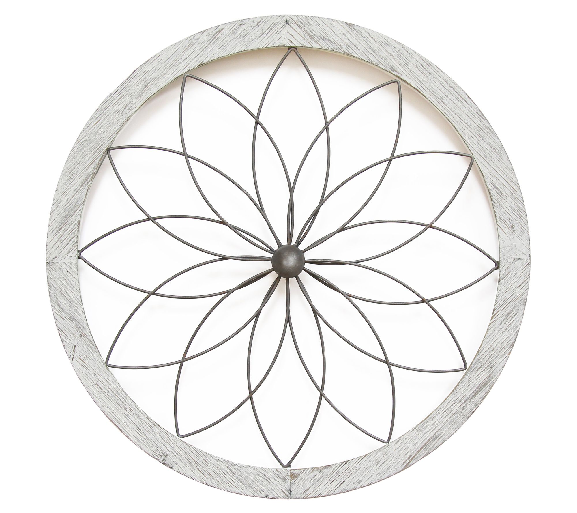 Stratton Home Decor Flower Metal &Wood Art Hang ing Wall Decor