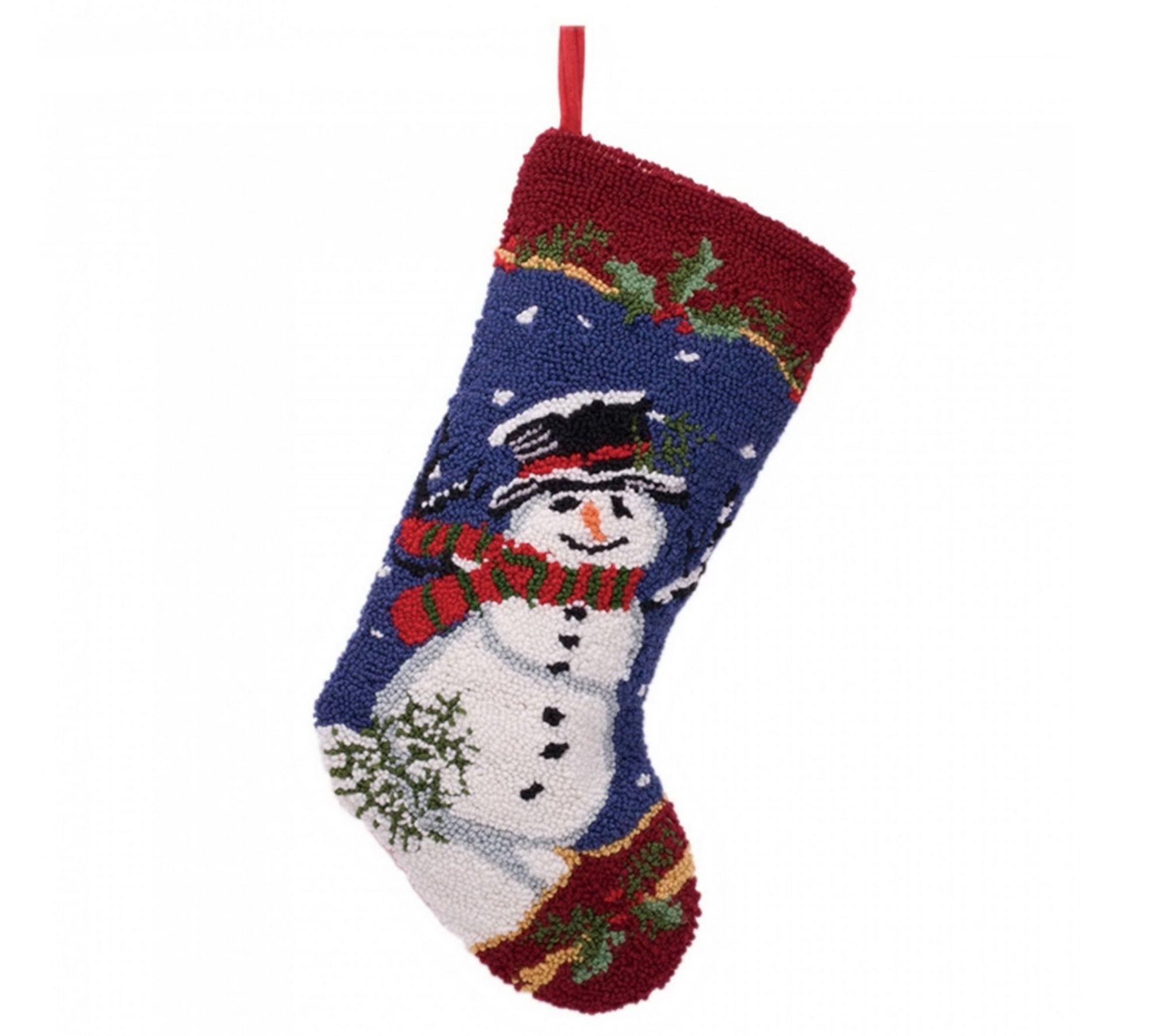 Glitzhome Wonderful Winter Snowman Hooked Christmas Stocking