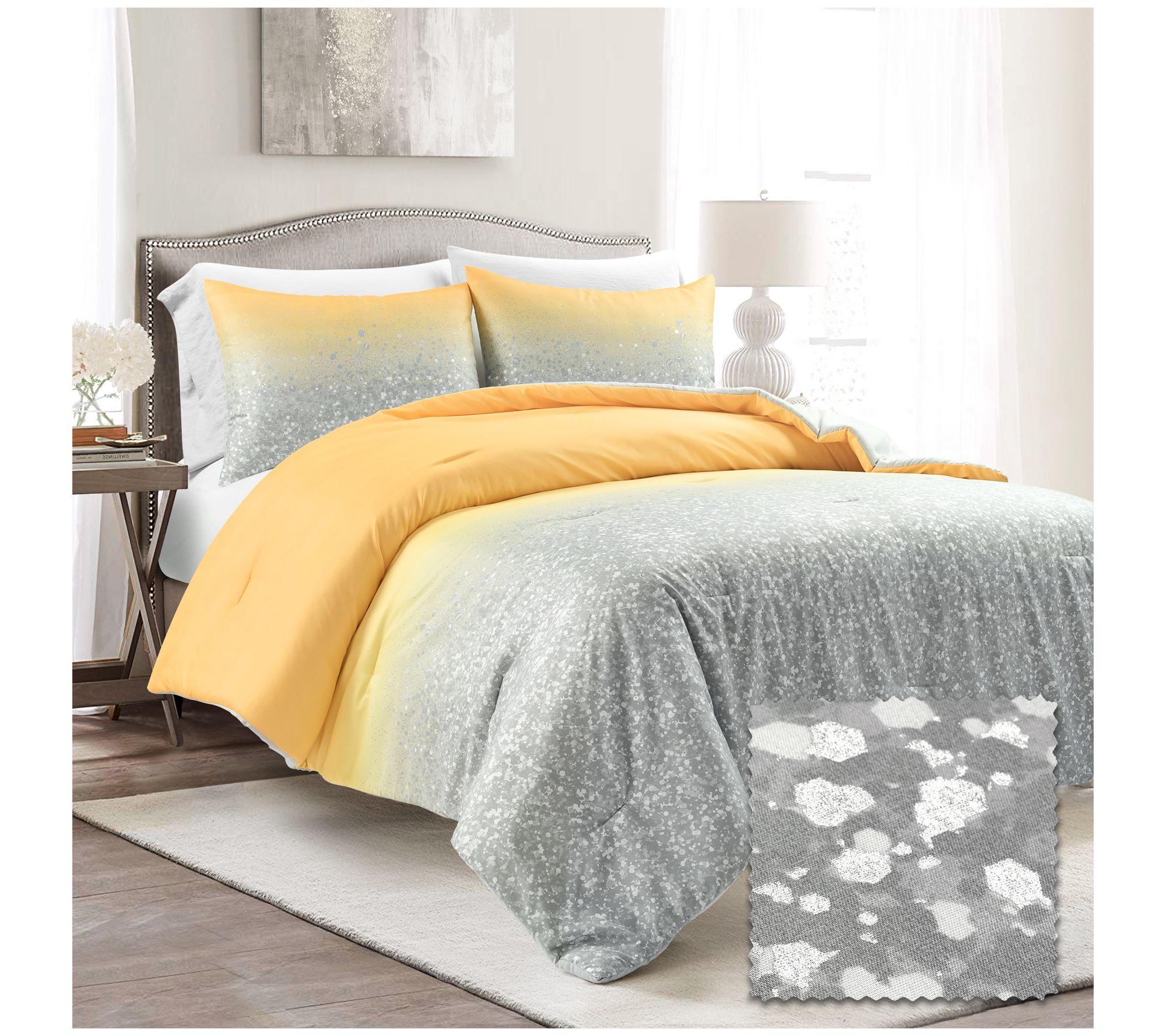 Lush Home Glitter Ombre Metallic Print FULL/QN CF Set