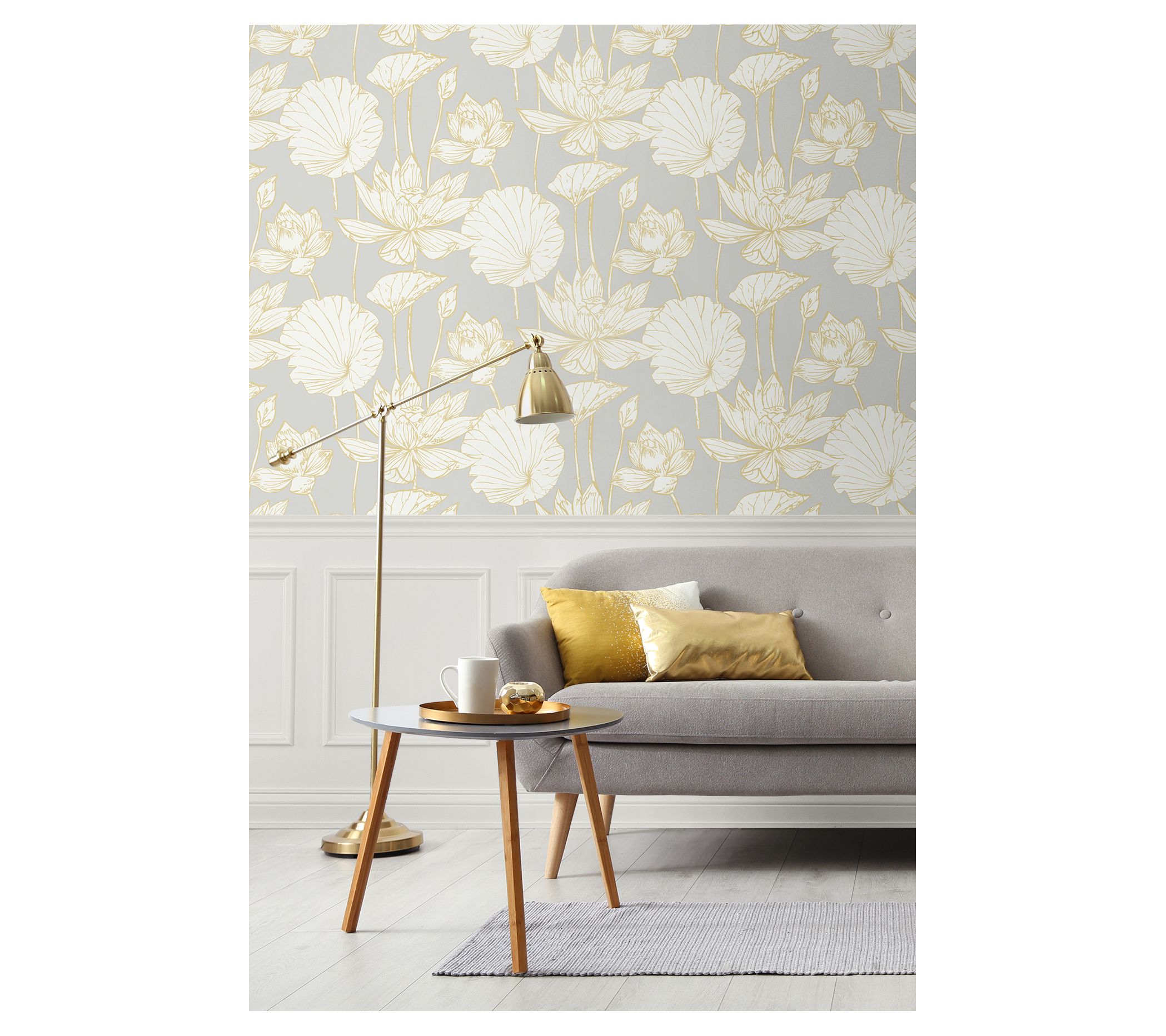 Seabrook Designs Water Lily Floral Unpasted Wal lpaper - QVC.com